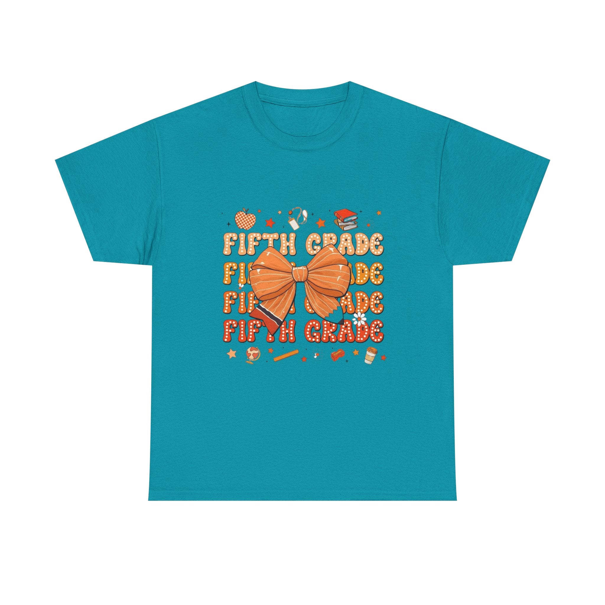 Fifth Grade Bow T-Shirt — Cute Orange School Graduation Tee for Kids