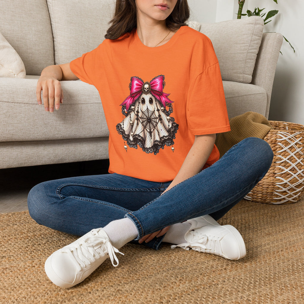 Skull Lace Bow T-Shirt — Gothic Cute Skeleton Graphic Tee