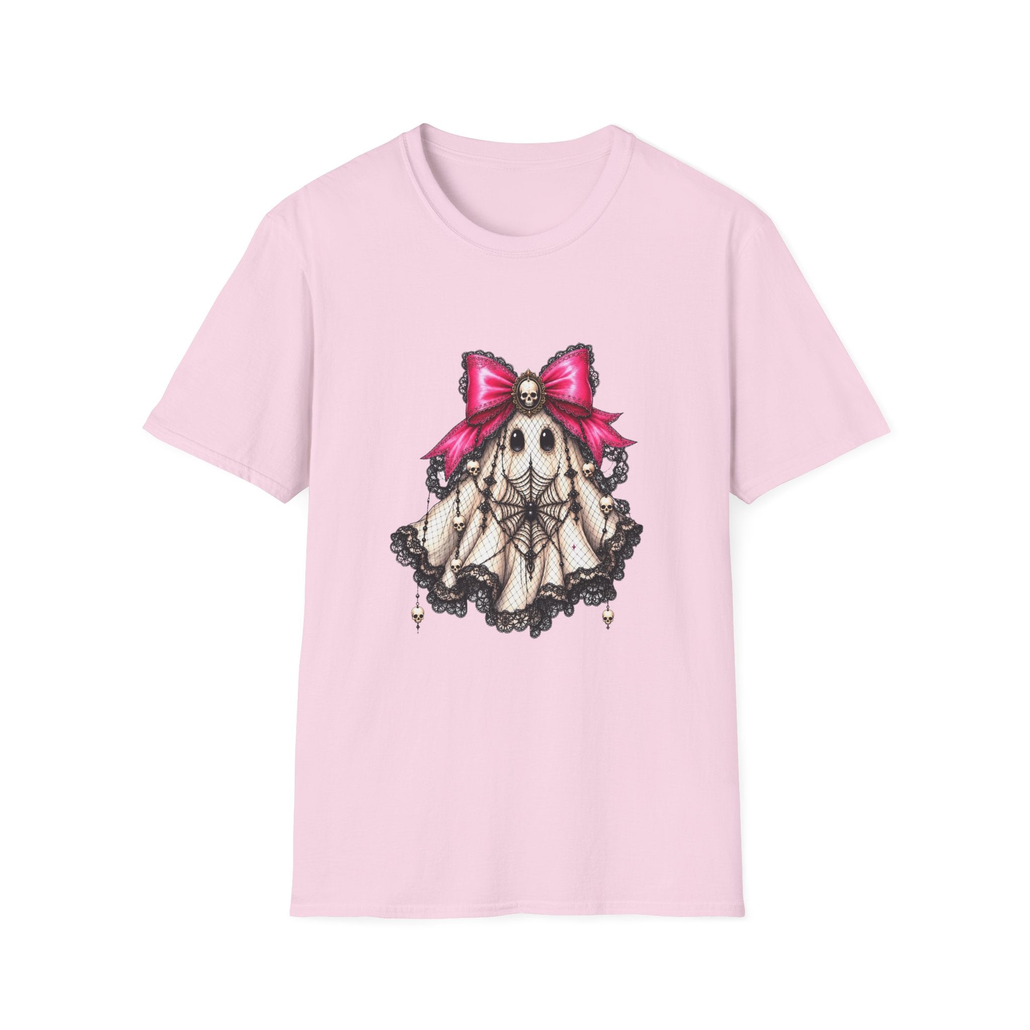 Skull Lace Bow T-Shirt — Gothic Cute Skeleton Graphic Tee