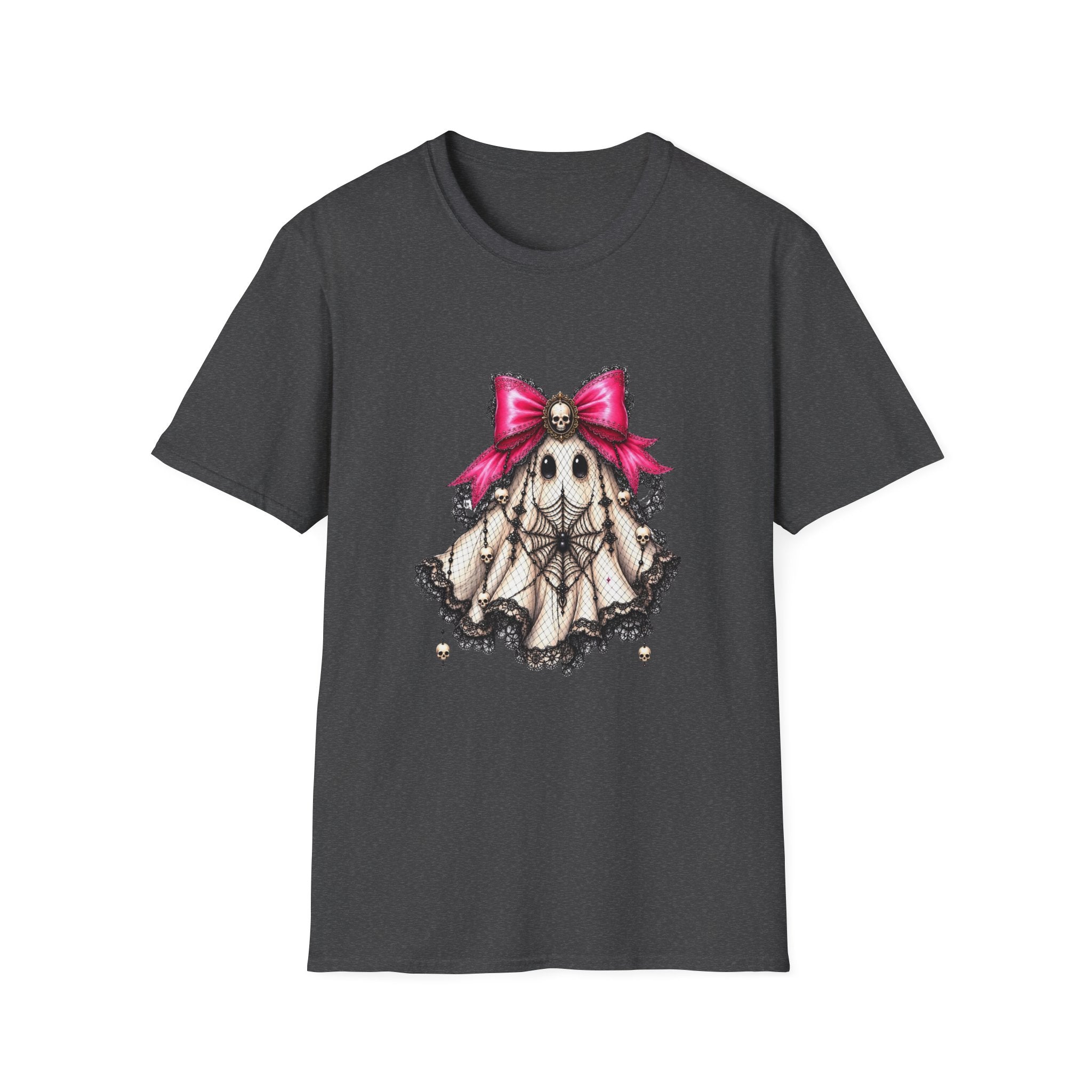 Skull Lace Bow T-Shirt — Gothic Cute Skeleton Graphic Tee