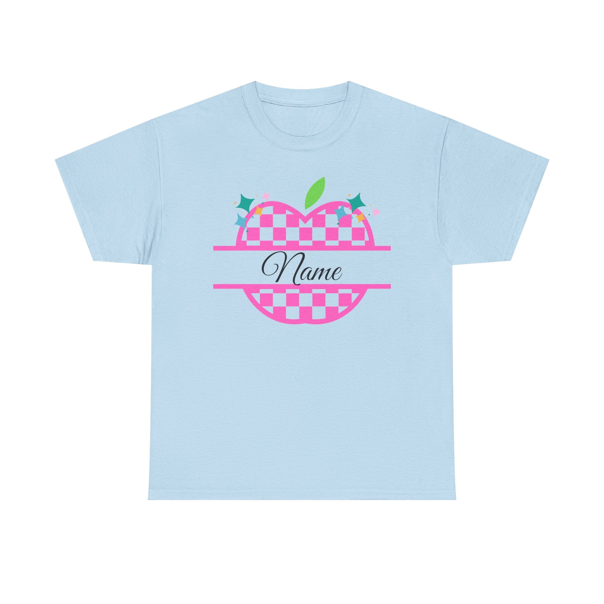 Customizable Checkerboard Apple Tee — Personalized Kids' Back-to-School Shirt