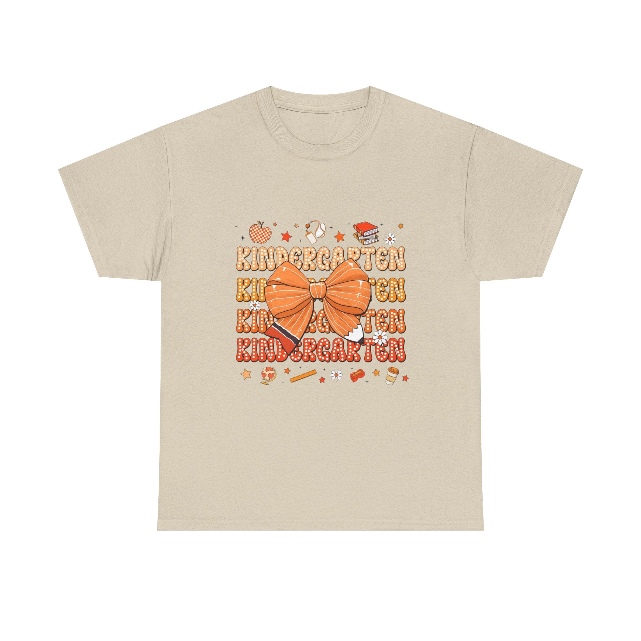 Kindergarten Teacher Bow T-Shirt – Cute Back-to-School Shirt with Orange Bow