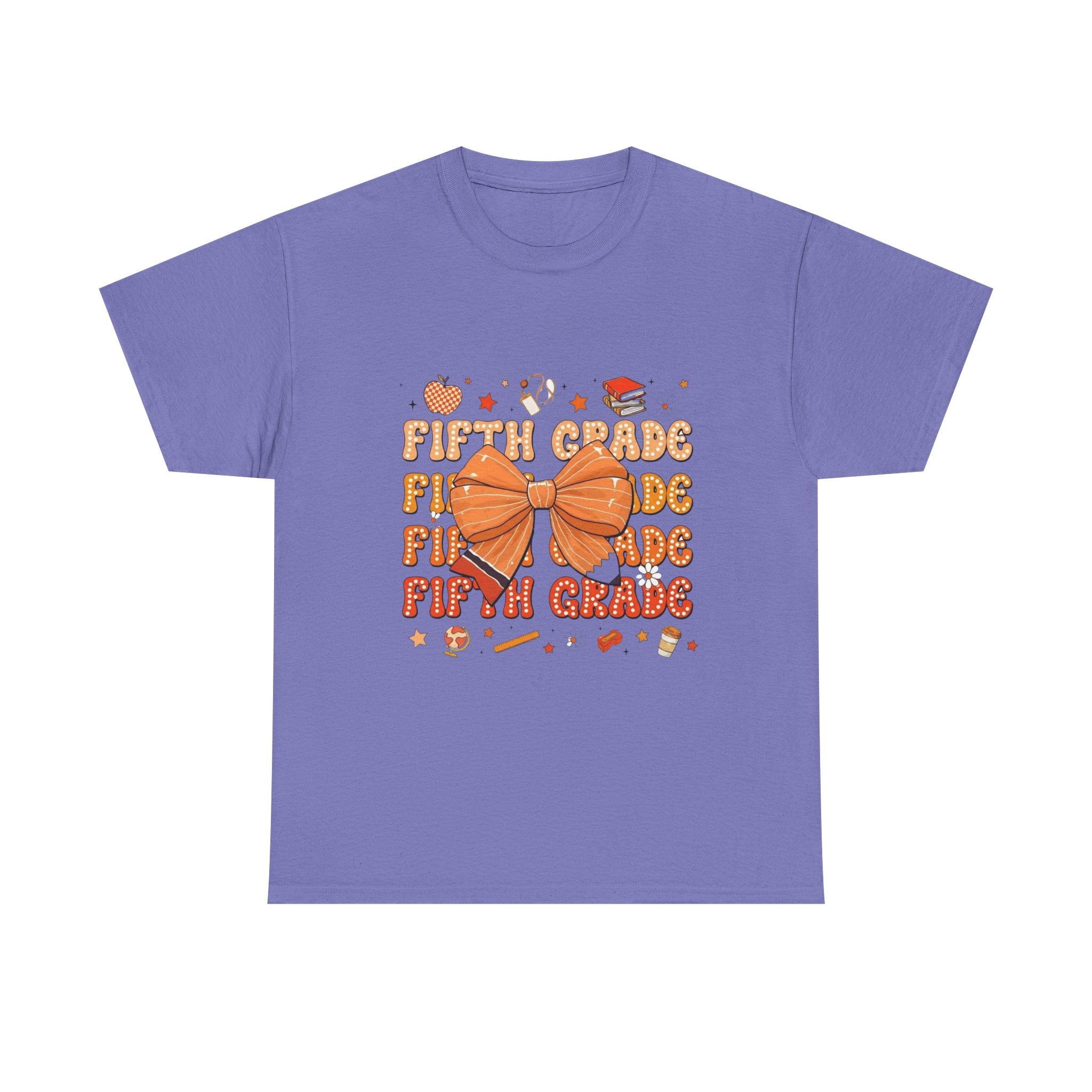 Fifth Grade Bow T-Shirt — Cute Orange School Graduation Tee for Kids