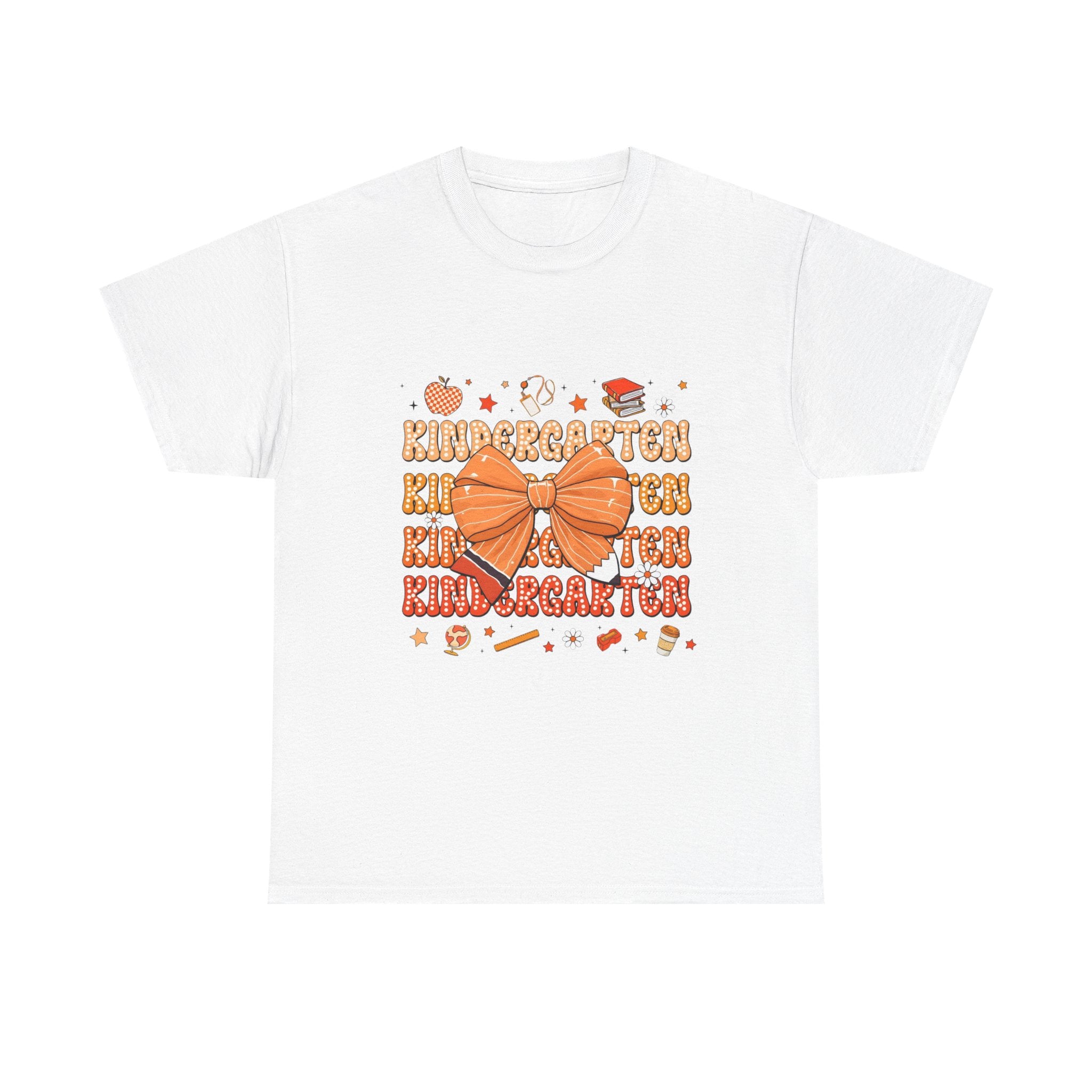 Kindergarten Teacher Bow T-Shirt – Cute Back-to-School Shirt with Orange Bow