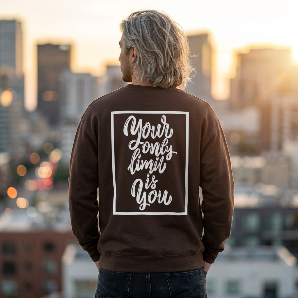 Inspirational Crewneck Sweatshirt — "Your Only Limit Is You" Motivational Sweatshirt