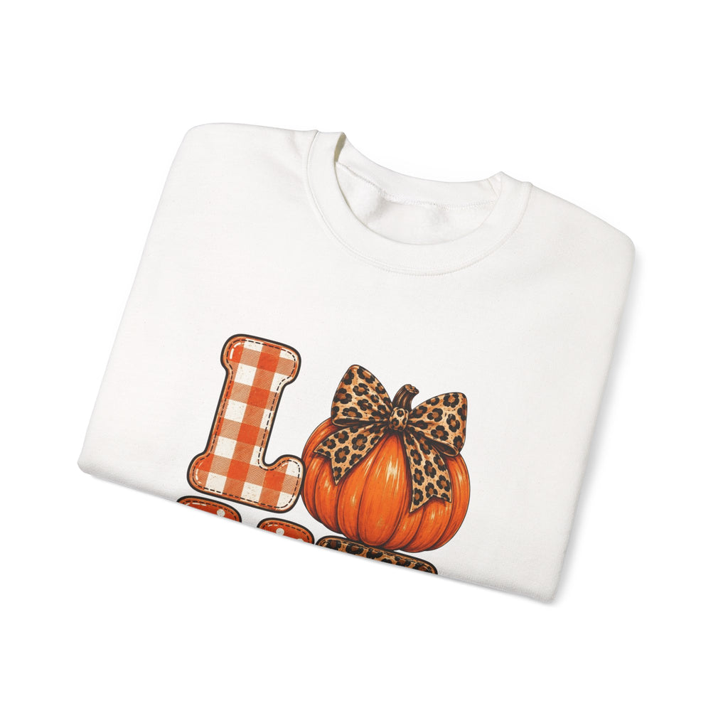 Pumpkin Love Crewneck Sweatshirt — Leopard & Plaid Fall Pullover