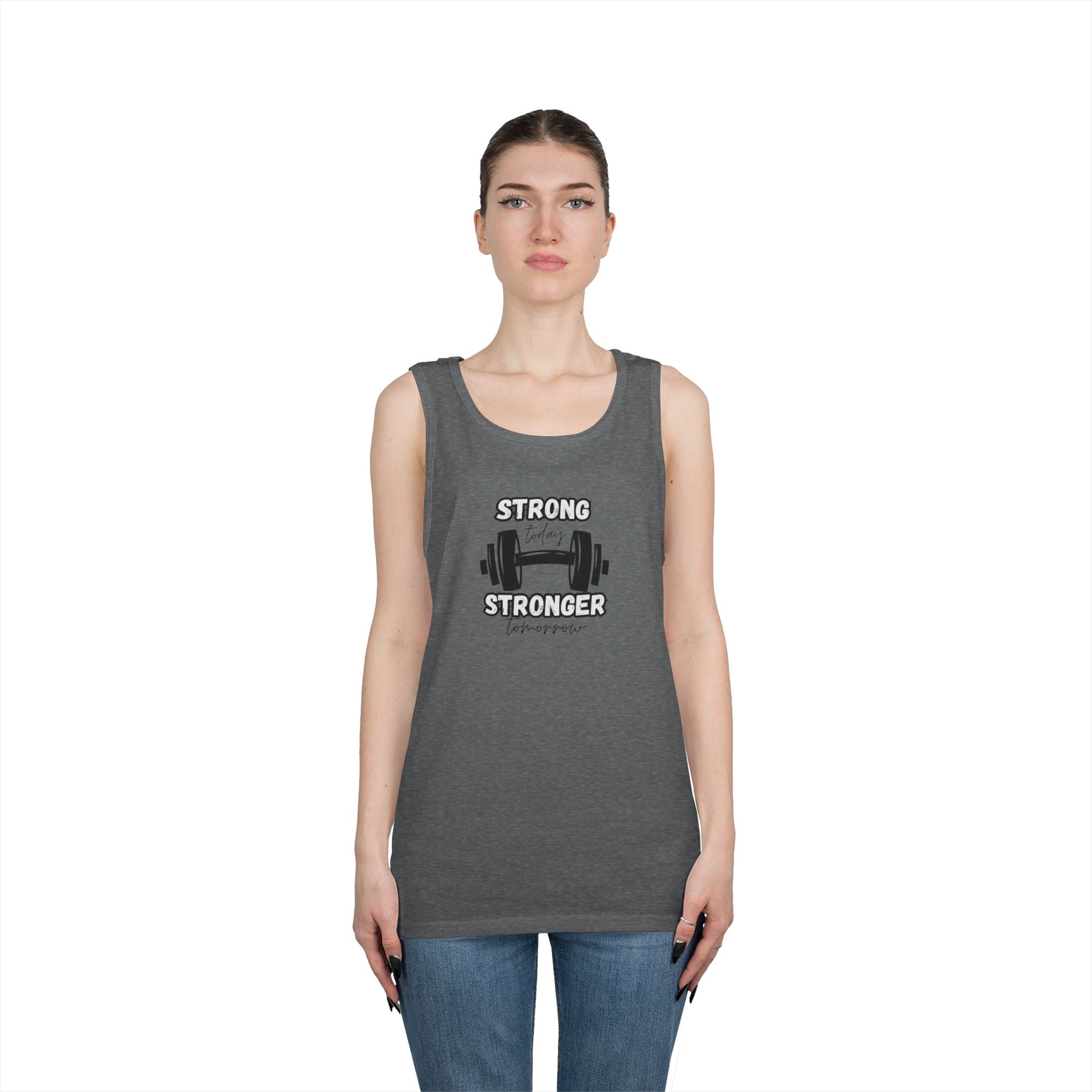 Tank Top — "Strong Today, Stronger Tomorrow" Weightlifting Gym Shirt