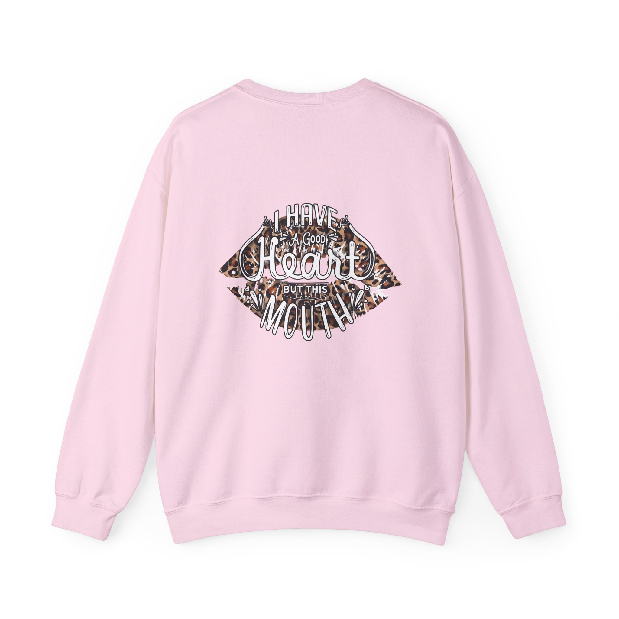 Kiss Graphic Sweatshirt — "I Have a Heart But This Mouth" Lip Print Crewneck