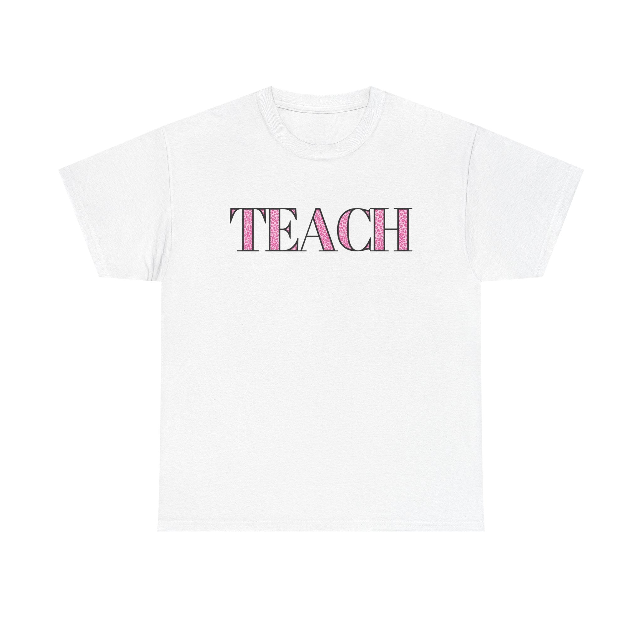TEACH Pink Plaid Teacher T‑Shirt — Cute Back-to-School Tee for Educators