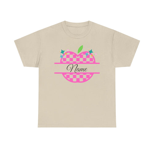 Customizable Checkerboard Apple Tee — Personalized Kids' Back-to-School Shirt