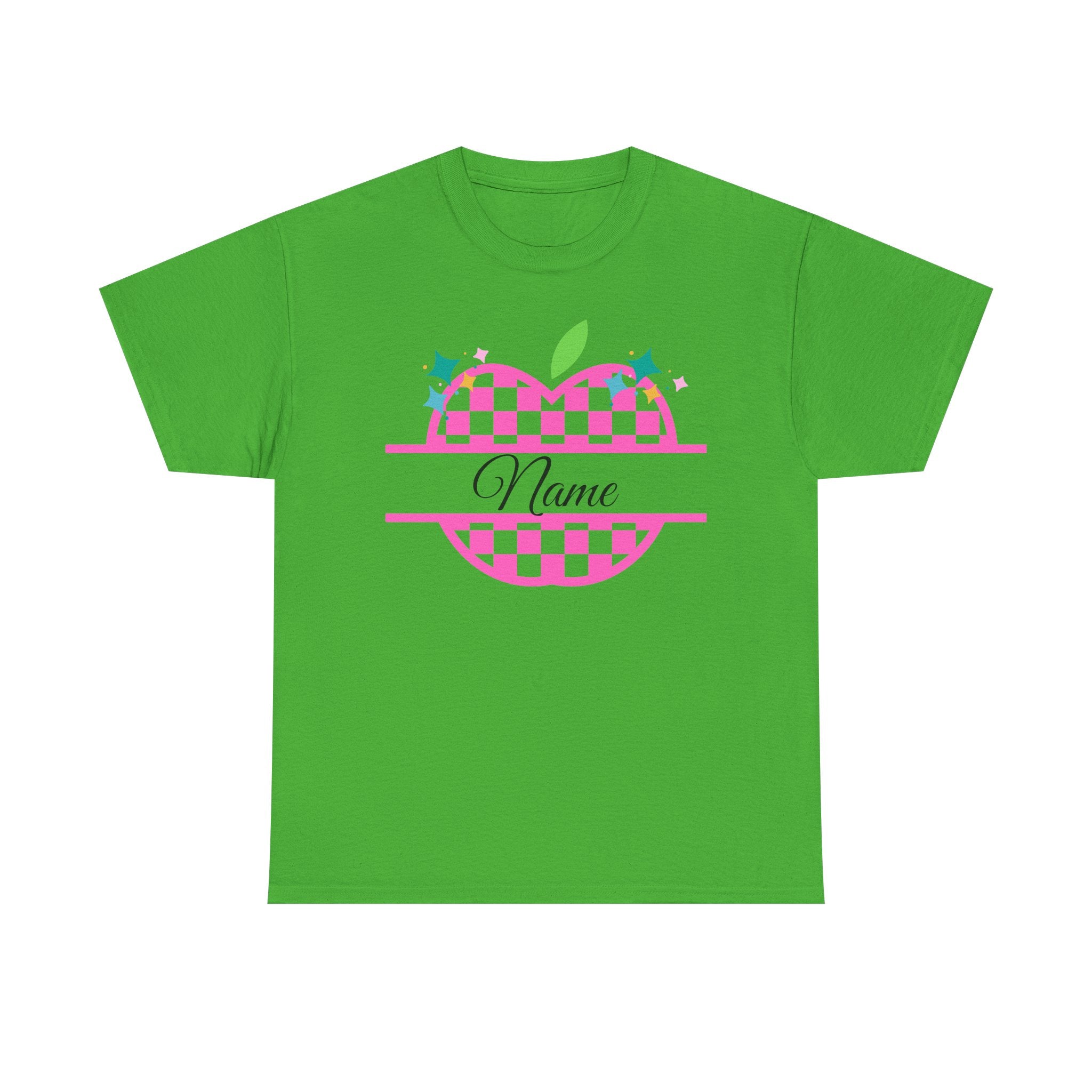 Customizable Checkerboard Apple Tee — Personalized Kids' Back-to-School Shirt