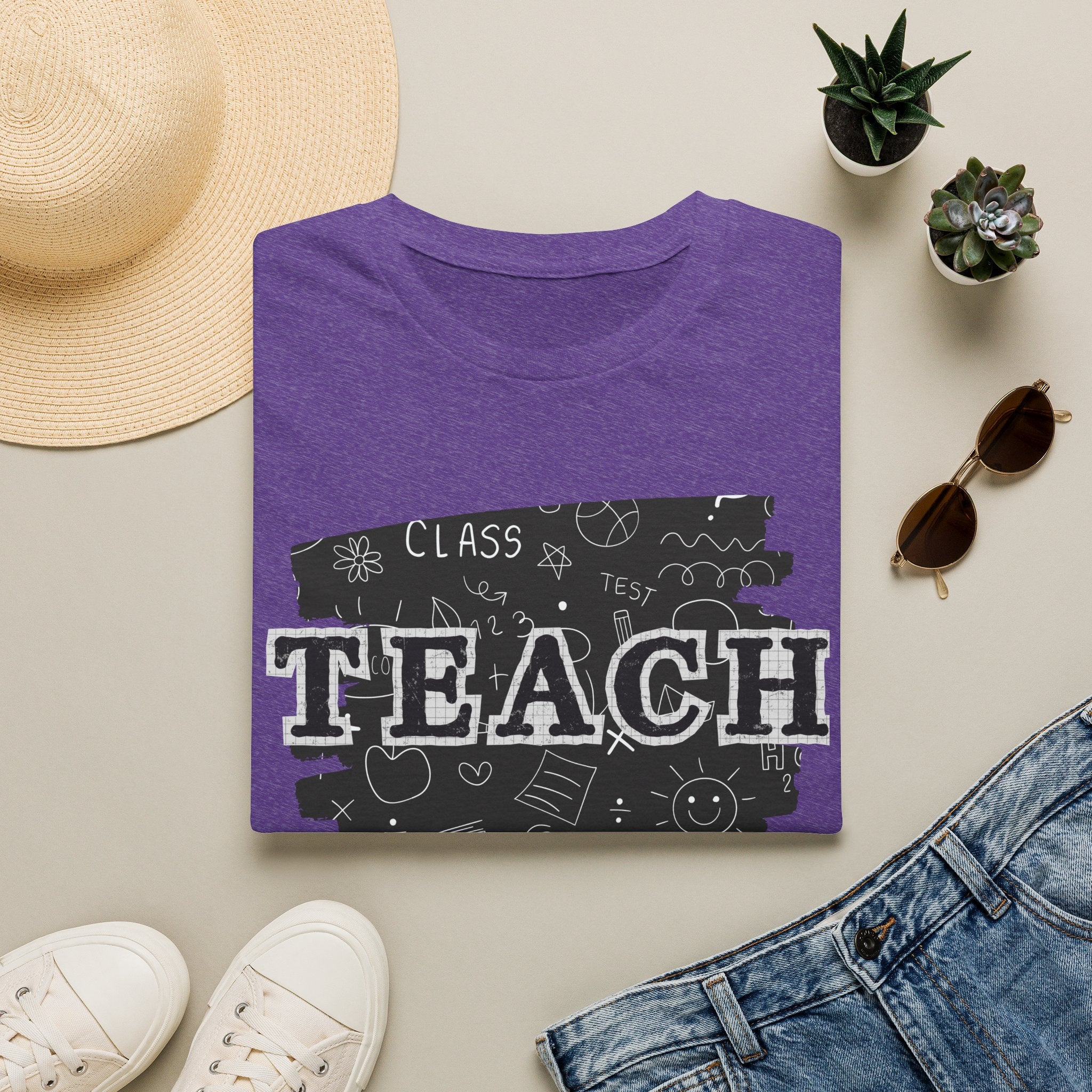 Teacher Chalkboard Graphic T‑Shirt — TEACH Typography Design