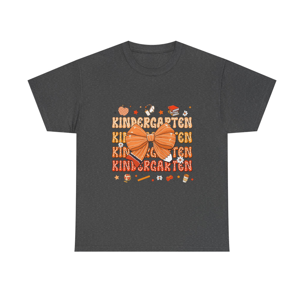 Kindergarten Teacher Bow T-Shirt – Cute Back-to-School Shirt with Orange Bow