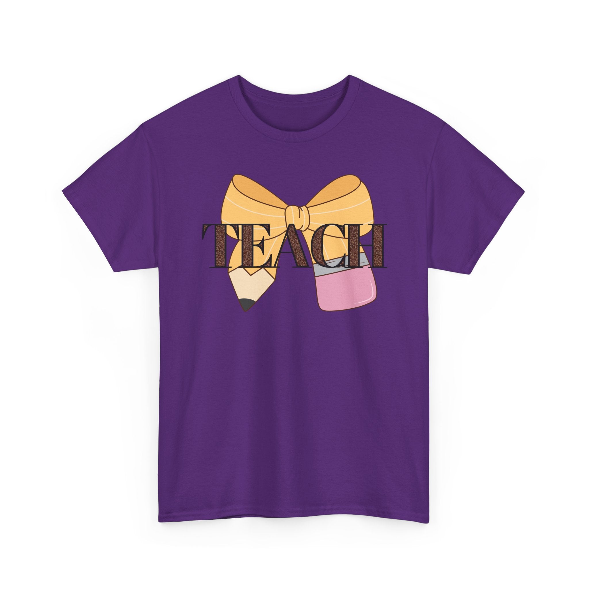 Teacher Pencil Bow T‑Shirt — TEACH Graphic Tee for Educators