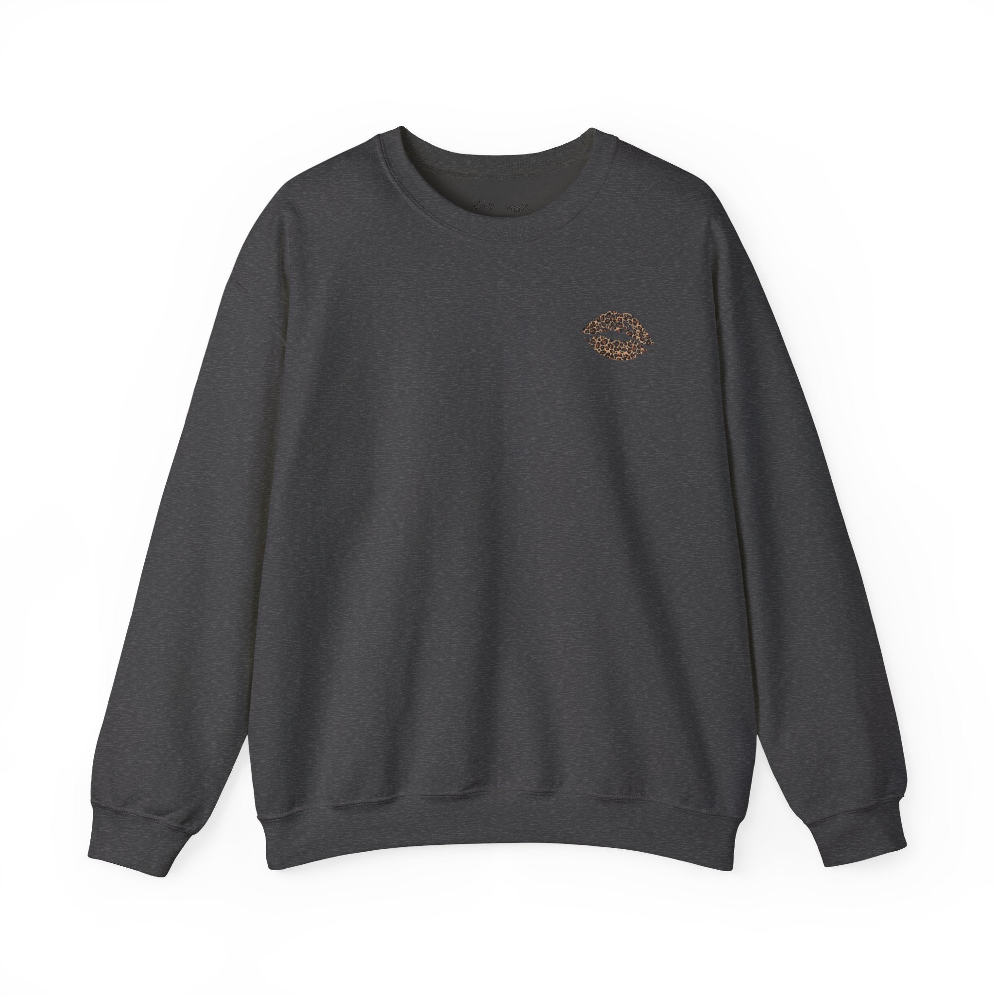 Kiss Graphic Sweatshirt — "I Have a Heart But This Mouth" Lip Print Crewneck