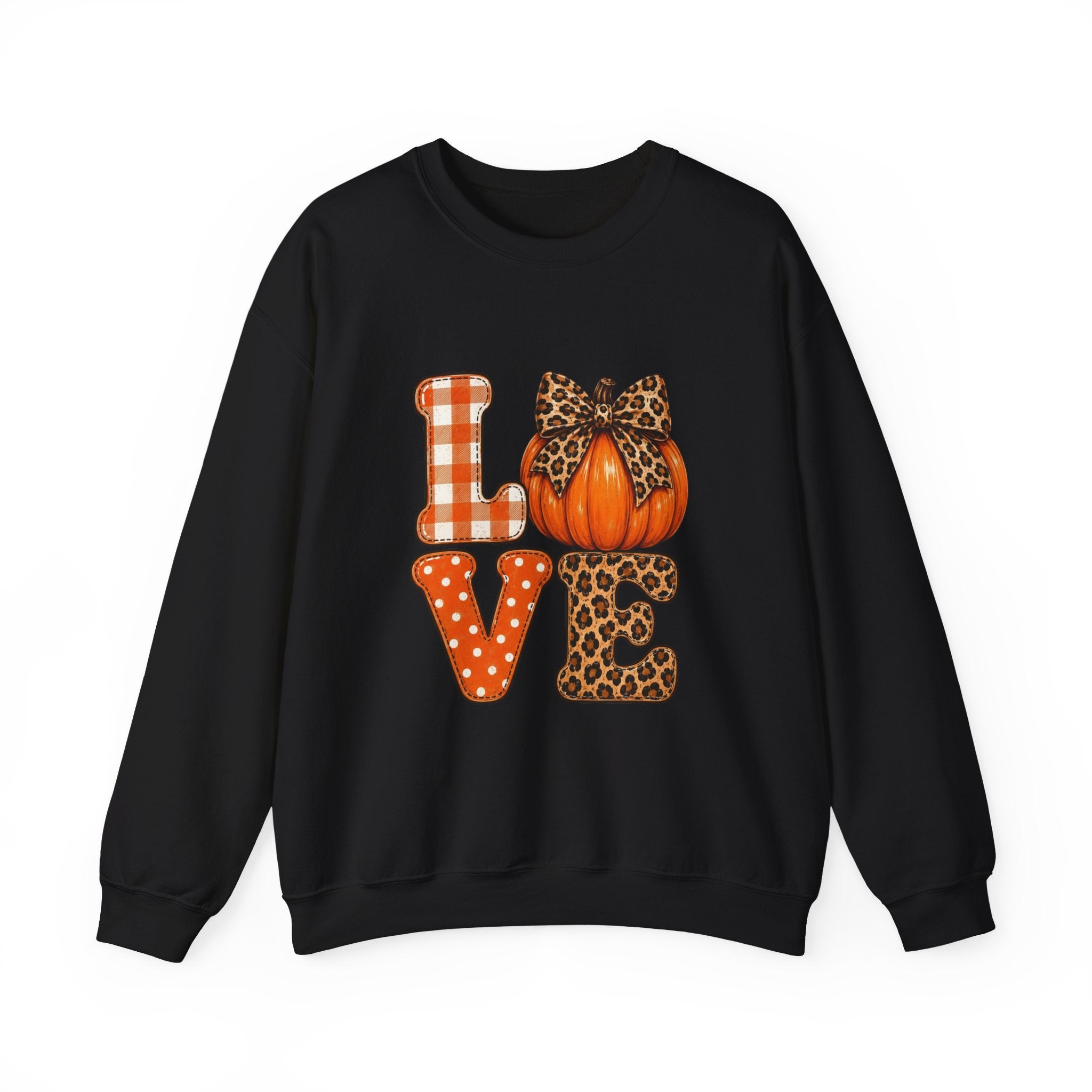 Pumpkin Love Crewneck Sweatshirt — Leopard & Plaid Fall Pullover