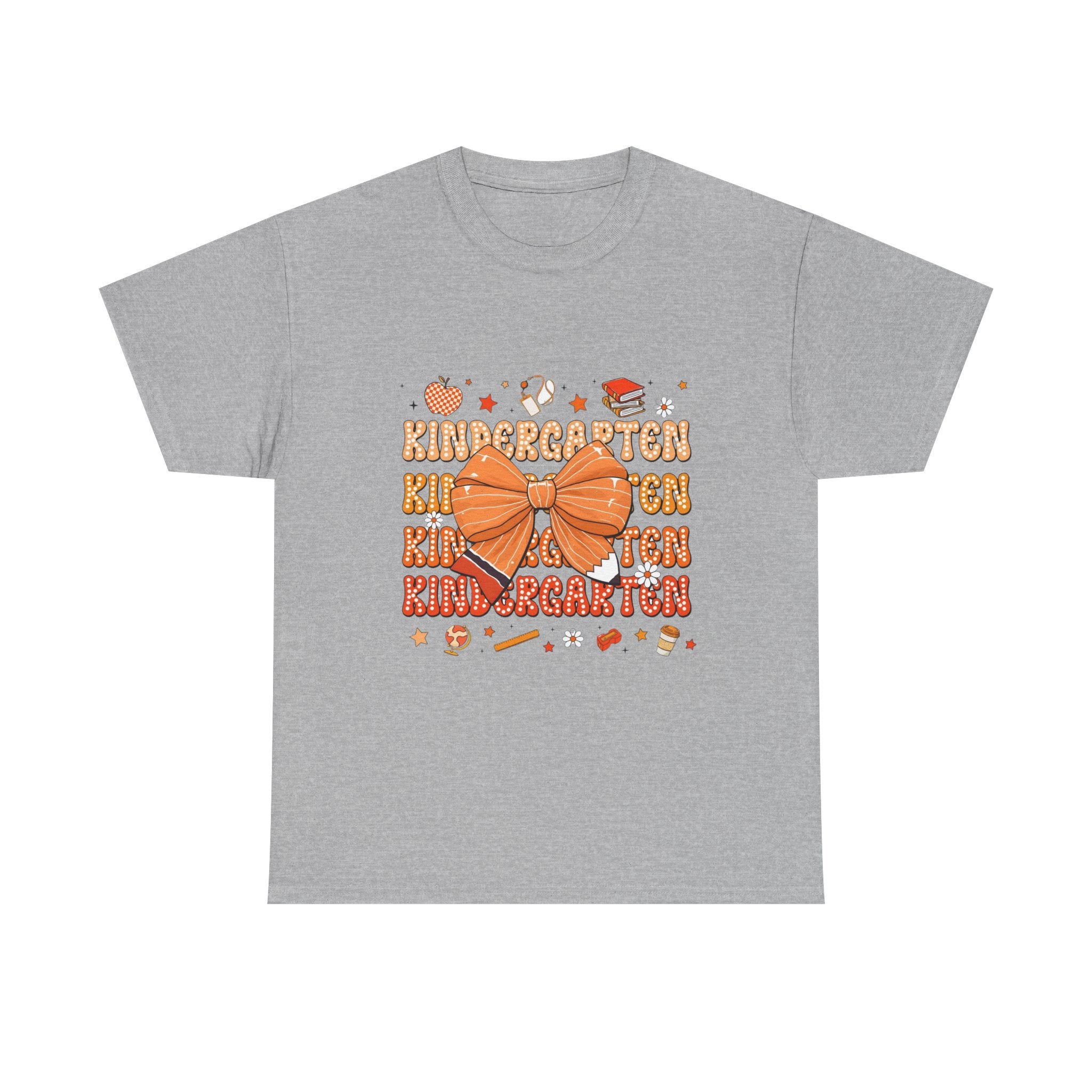 Kindergarten Teacher Bow T-Shirt – Cute Back-to-School Shirt with Orange Bow
