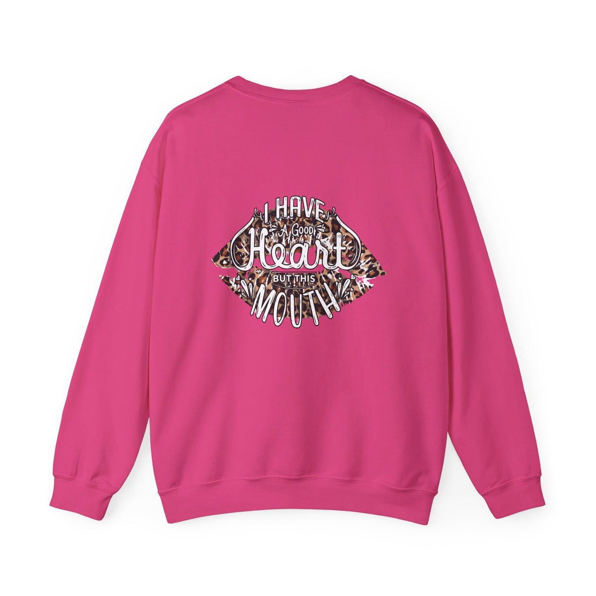 Kiss Graphic Sweatshirt — "I Have a Heart But This Mouth" Lip Print Crewneck