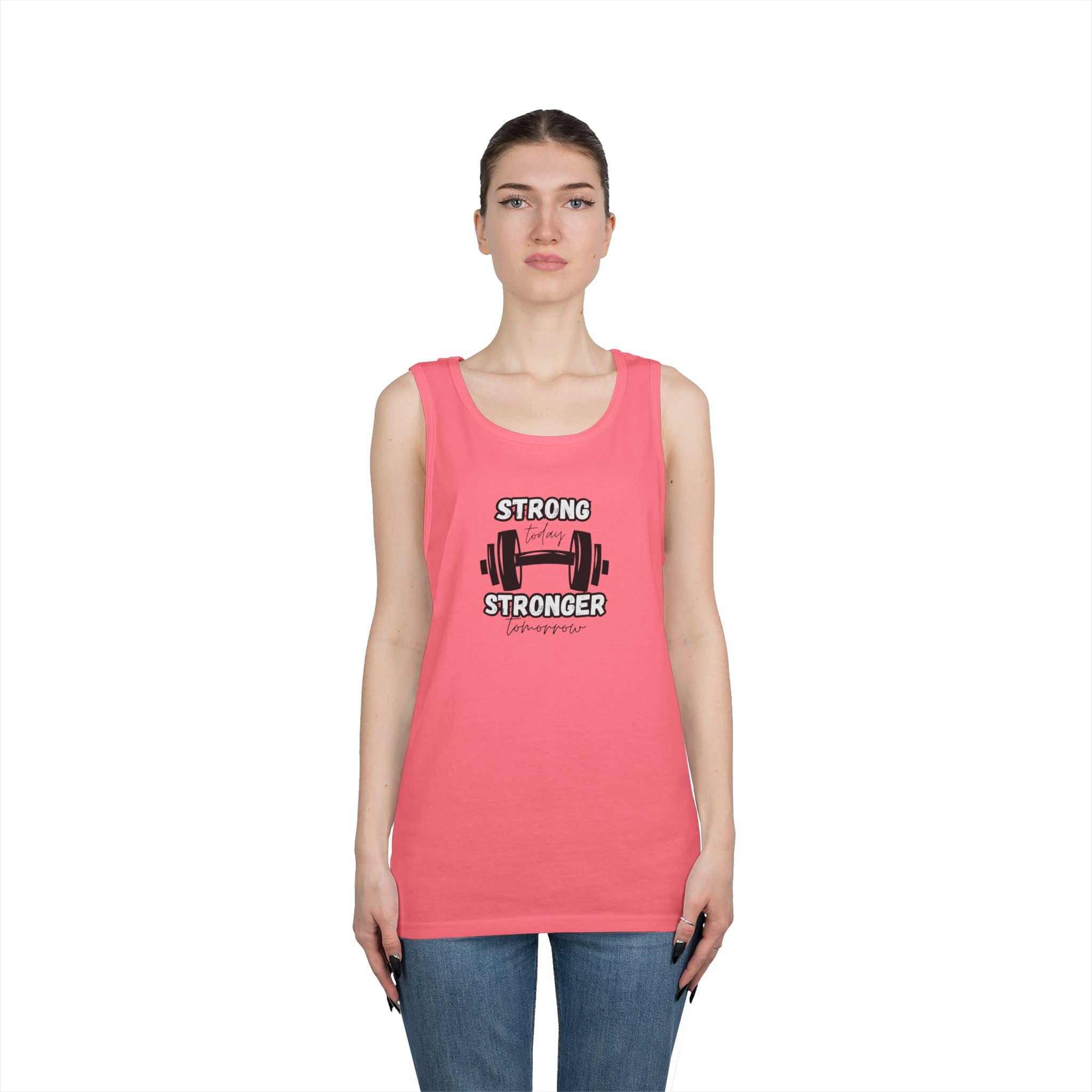 Tank Top — "Strong Today, Stronger Tomorrow" Weightlifting Gym Shirt