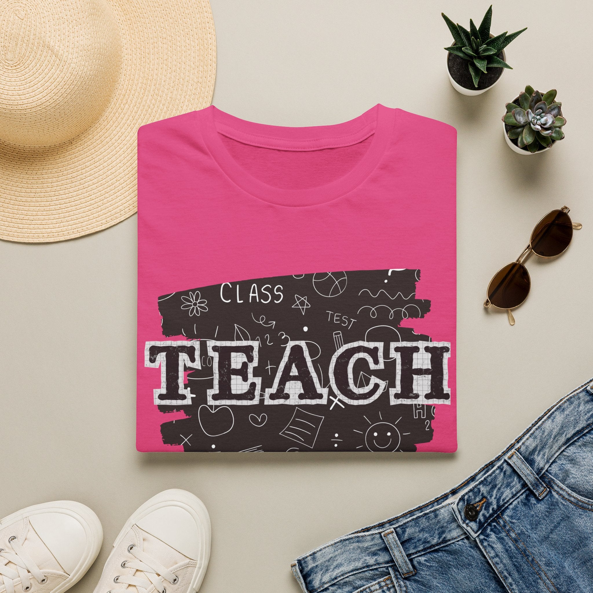 Teacher Chalkboard Graphic T‑Shirt — TEACH Typography Design