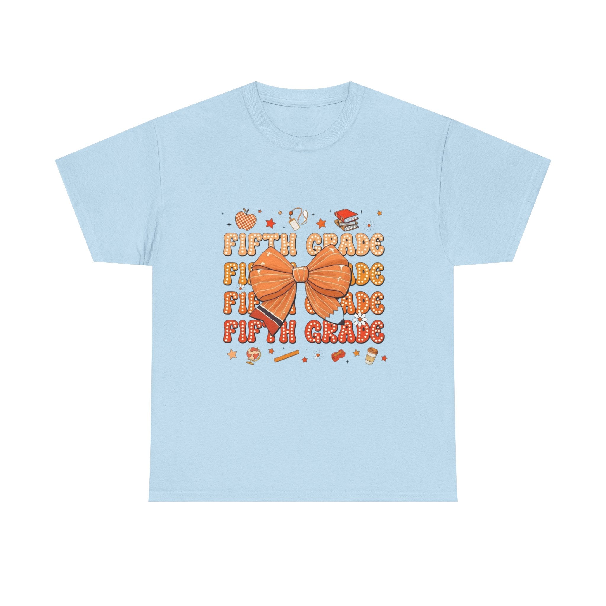 Fifth Grade Bow T-Shirt — Cute Orange School Graduation Tee for Kids