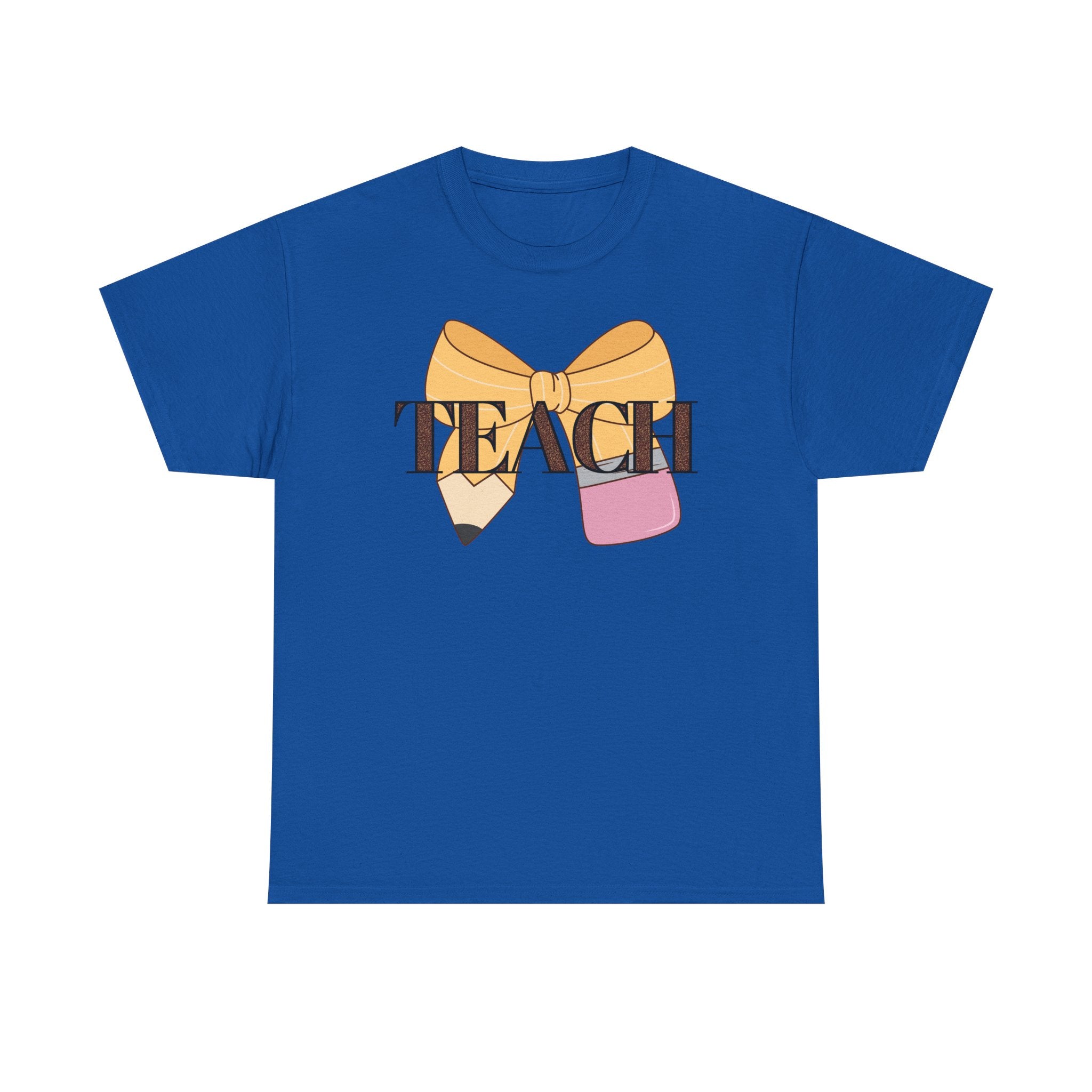 Teacher Pencil Bow T‑Shirt — TEACH Graphic Tee for Educators