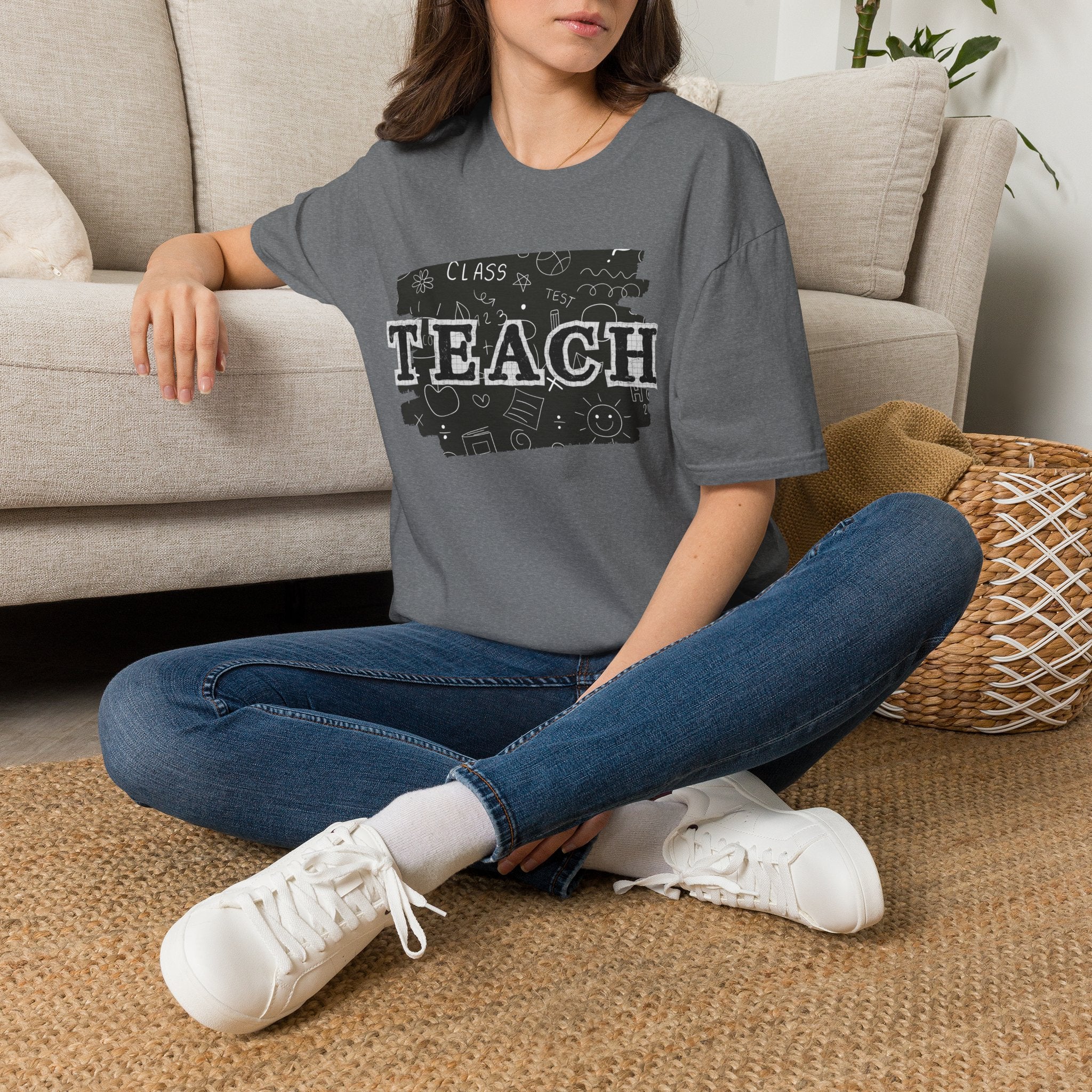 Teacher Chalkboard Graphic T‑Shirt — TEACH Typography Design