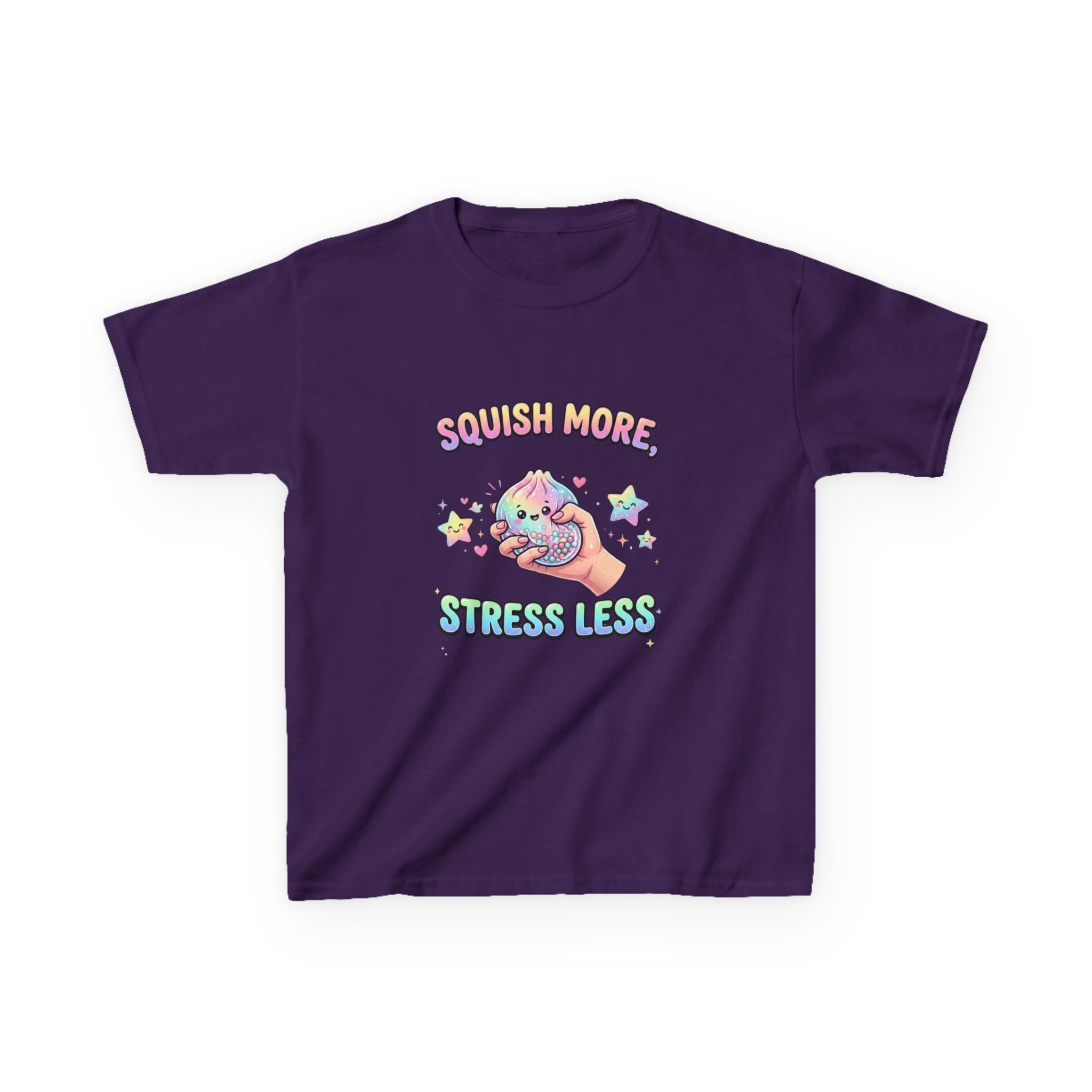 Kids Tee — "Squish More, Stress Less" Cute Rainbow Squishy Stress-Relief Shirt