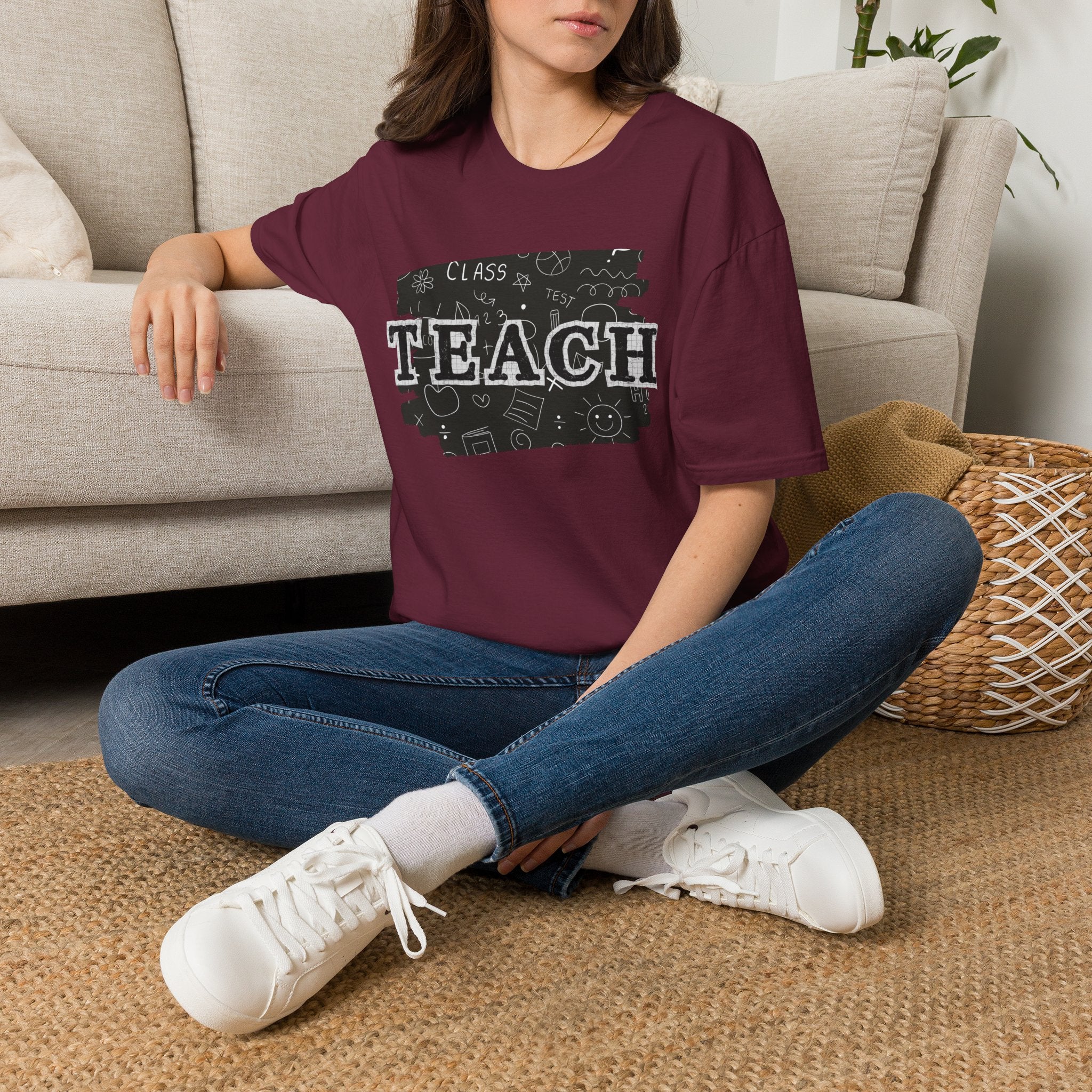 Teacher Chalkboard Graphic T‑Shirt — TEACH Typography Design