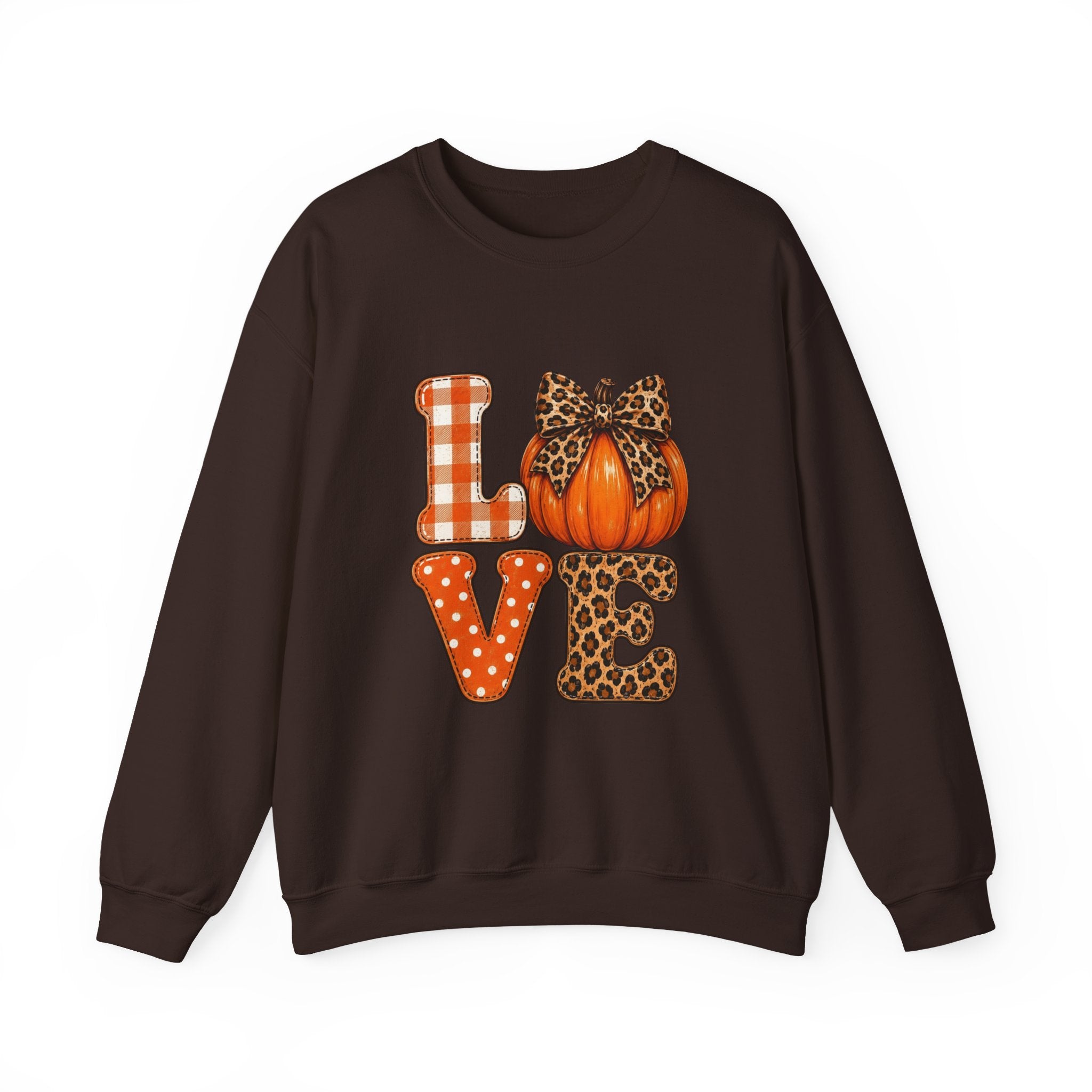Pumpkin Love Crewneck Sweatshirt — Leopard & Plaid Fall Pullover