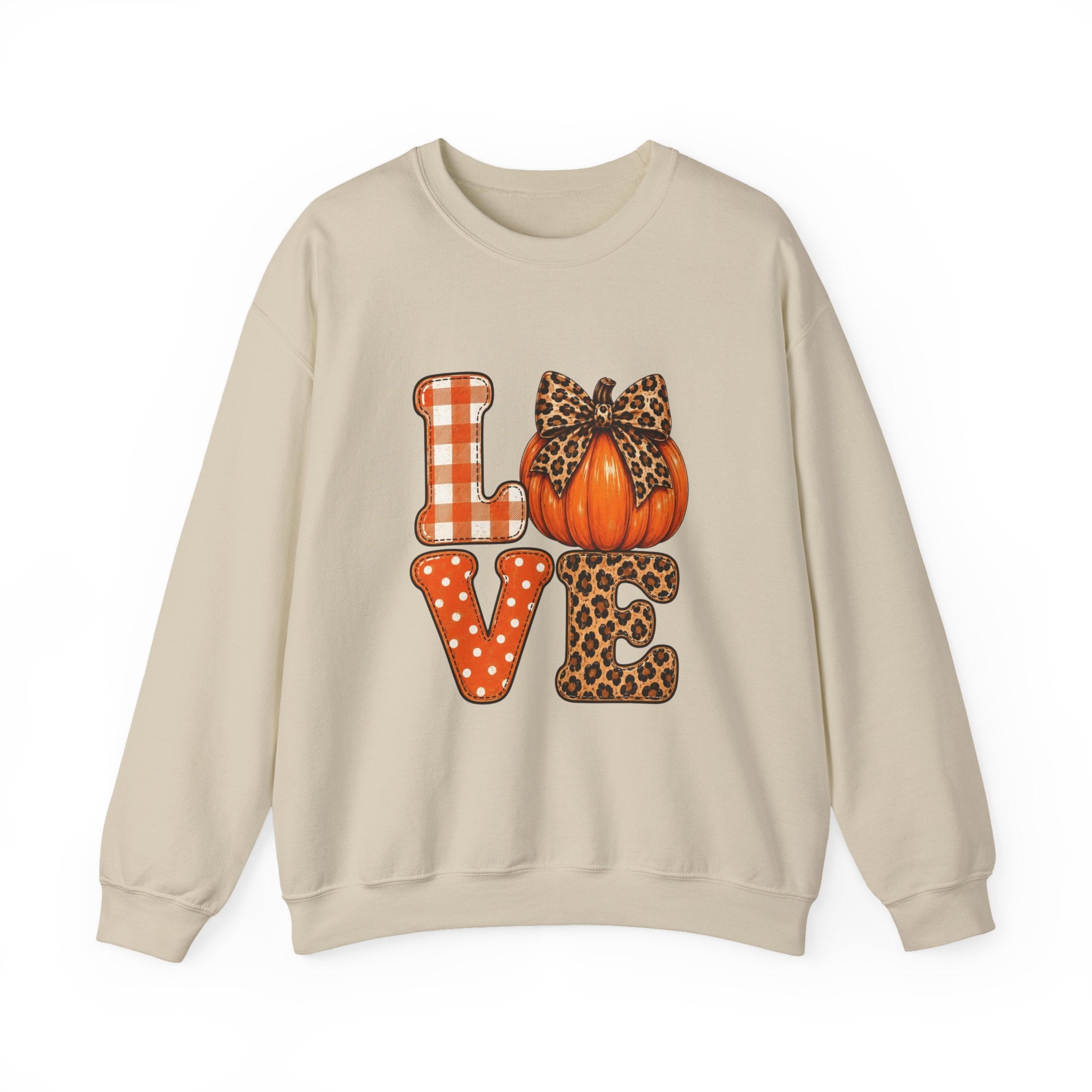 Pumpkin Love Crewneck Sweatshirt — Leopard & Plaid Fall Pullover