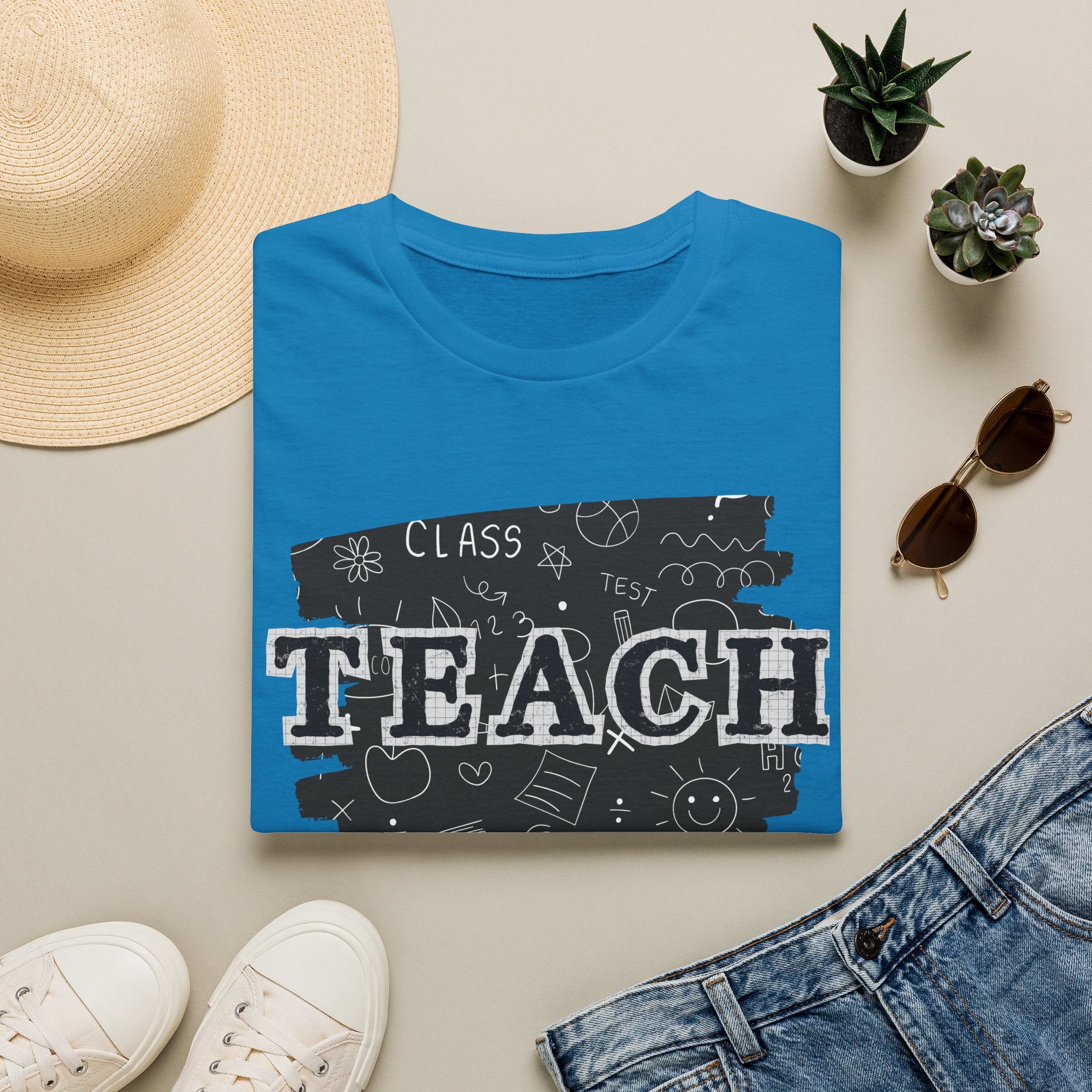 Teacher Chalkboard Graphic T‑Shirt — TEACH Typography Design