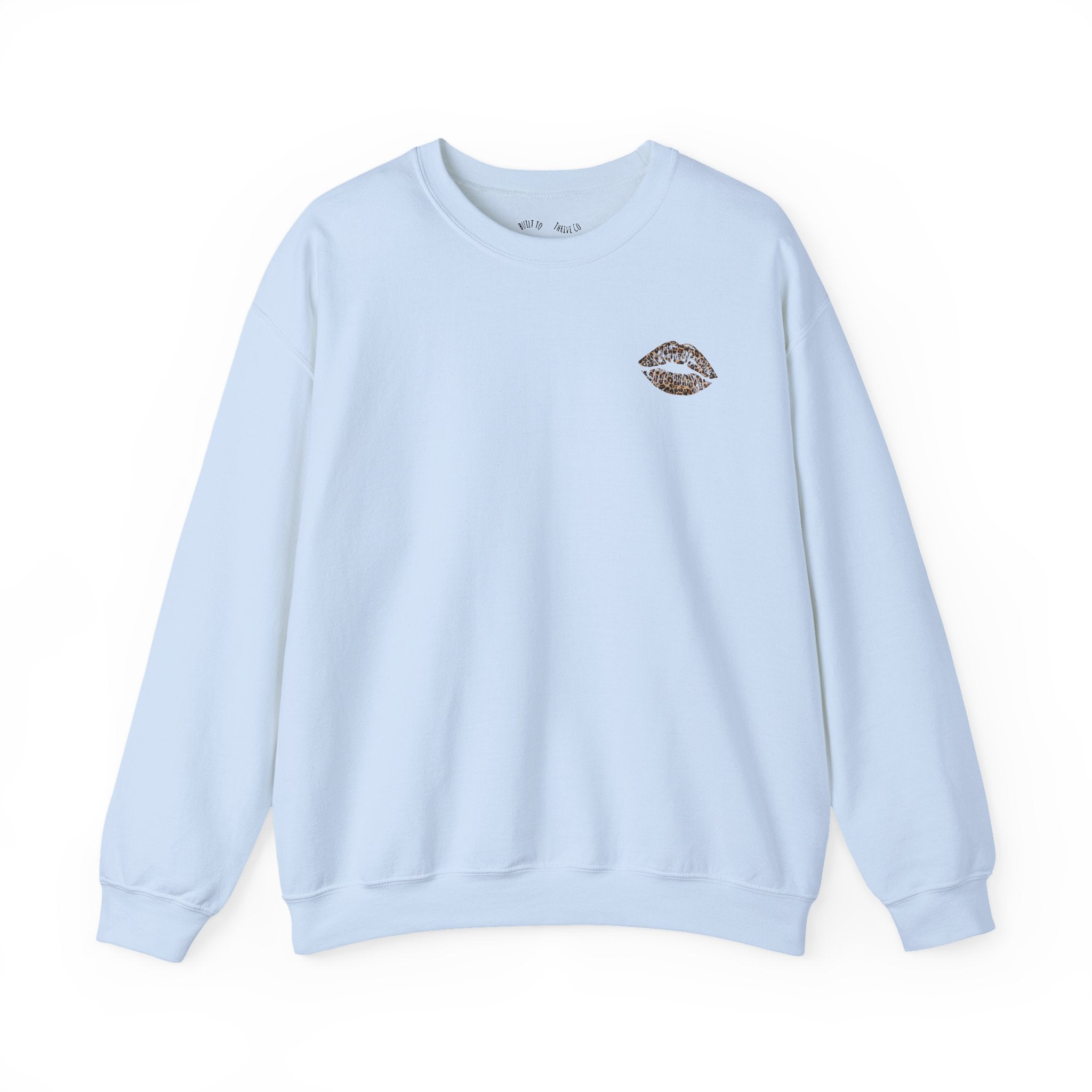 Kiss Graphic Sweatshirt — "I Have a Heart But This Mouth" Lip Print Crewneck