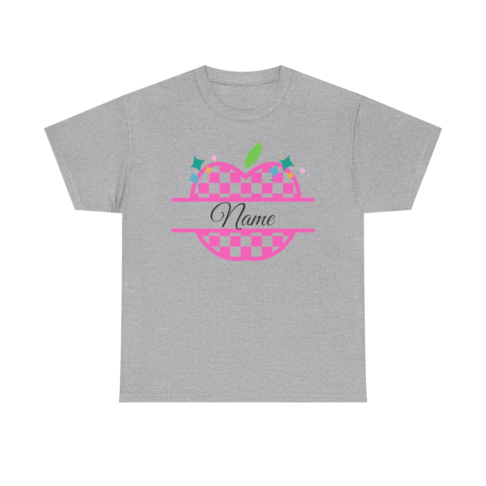 Customizable Checkerboard Apple Tee — Personalized Kids' Back-to-School Shirt