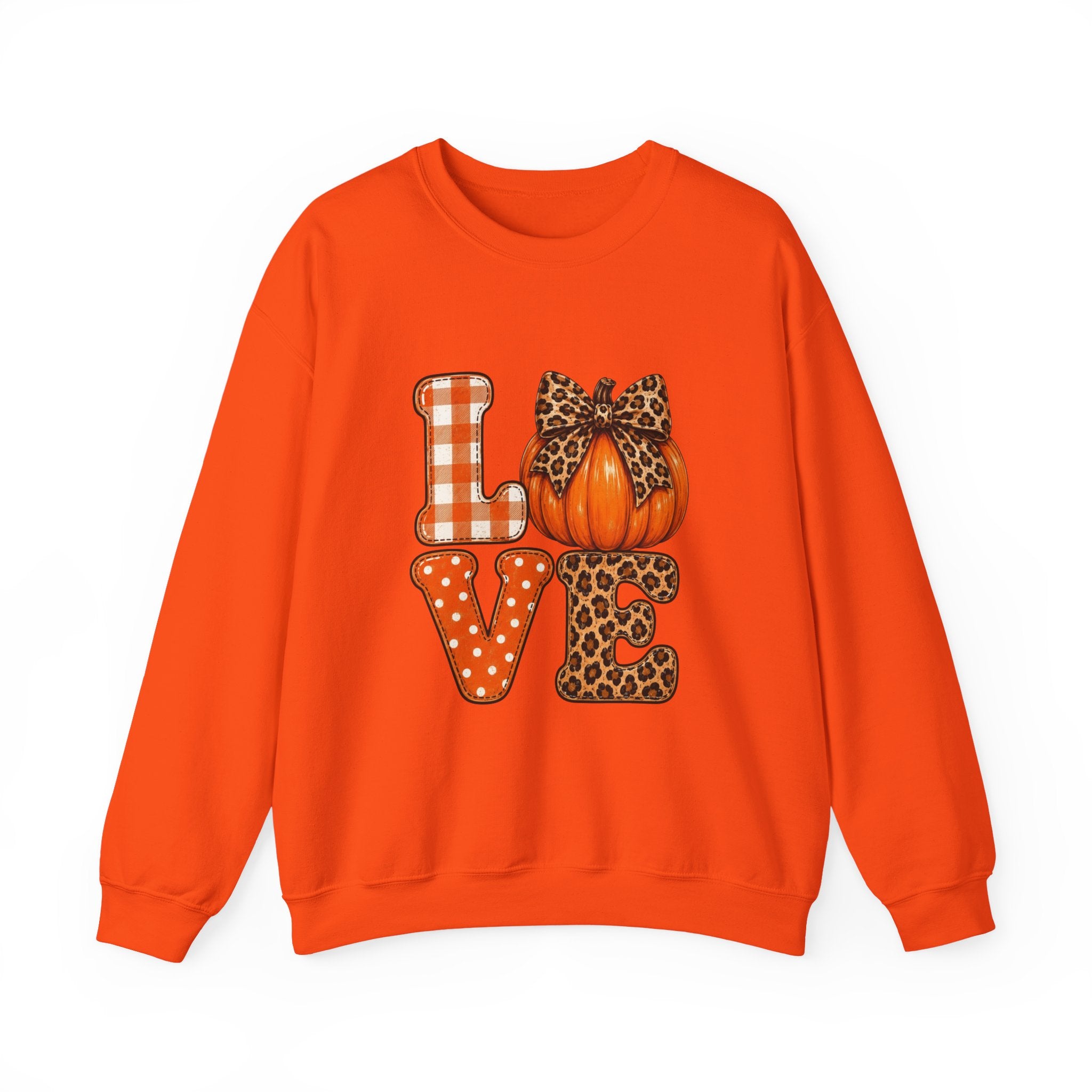Pumpkin Love Crewneck Sweatshirt — Leopard & Plaid Fall Pullover