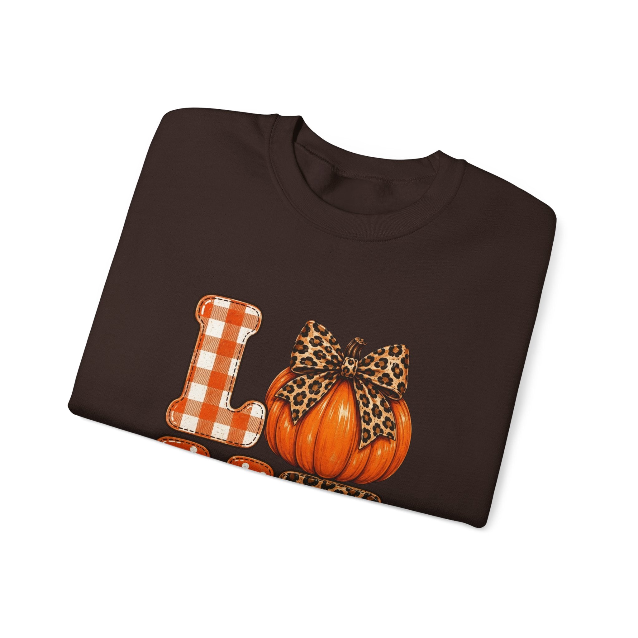 Pumpkin Love Crewneck Sweatshirt — Leopard & Plaid Fall Pullover