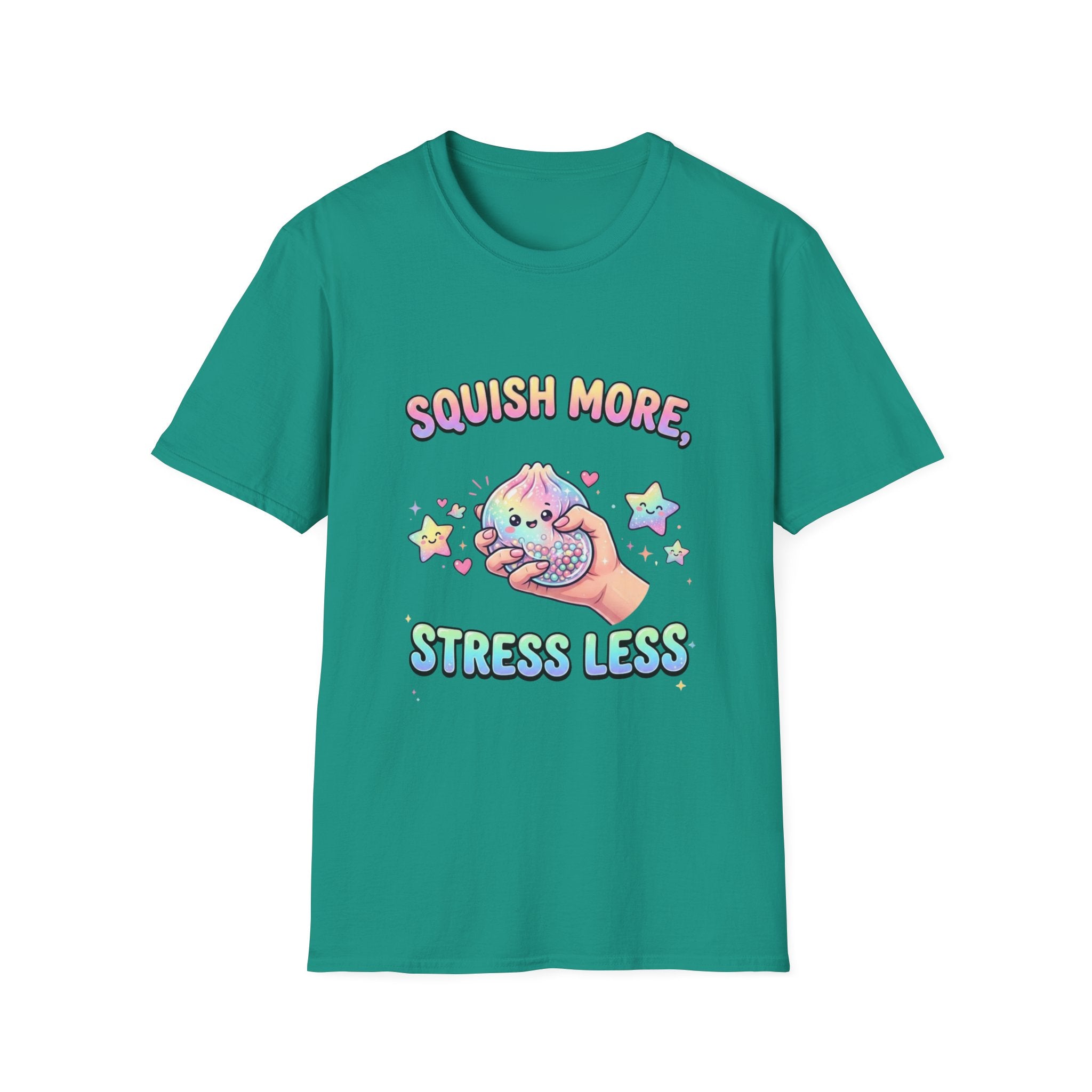 Squish More, Stress Less T-Shirt — Cute Rainbow Squishy Kawaii Tee
