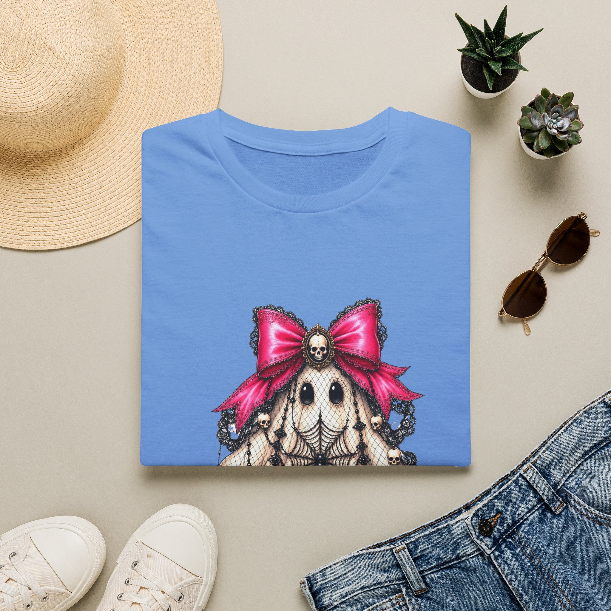 Skull Lace Bow T-Shirt — Gothic Cute Skeleton Graphic Tee