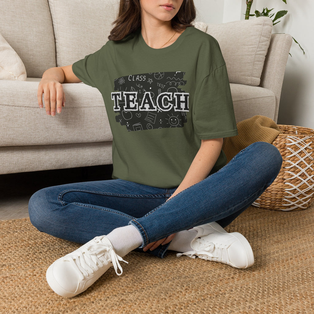 Teacher Chalkboard Graphic T‑Shirt — TEACH Typography Design
