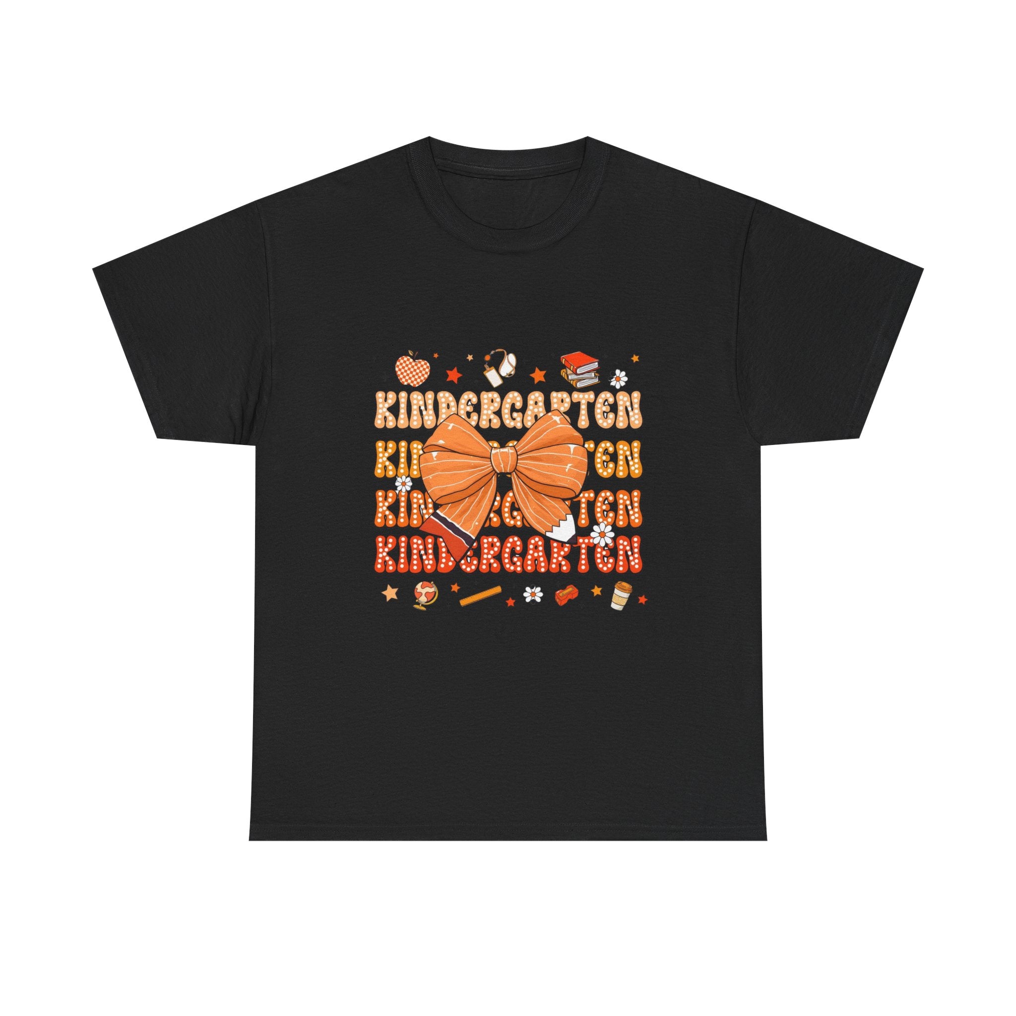 Kindergarten Teacher Bow T-Shirt – Cute Back-to-School Shirt with Orange Bow