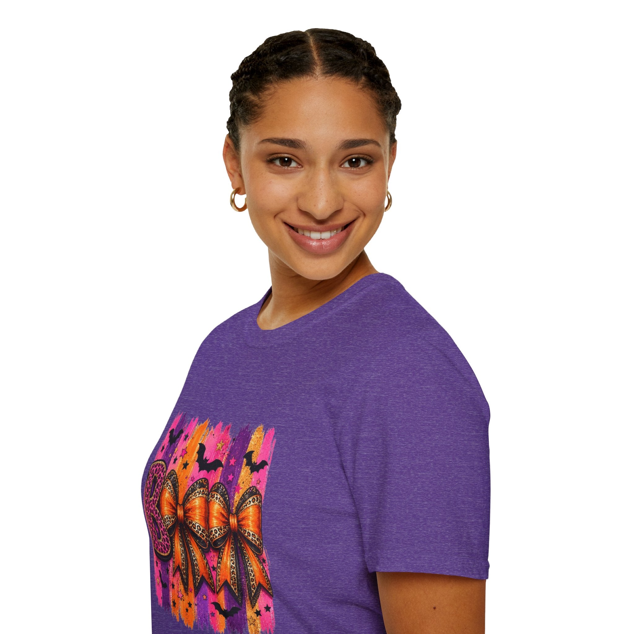 Halloween Bow T-Shirt — 'Boo' Graphic with Leopard & Bat Design