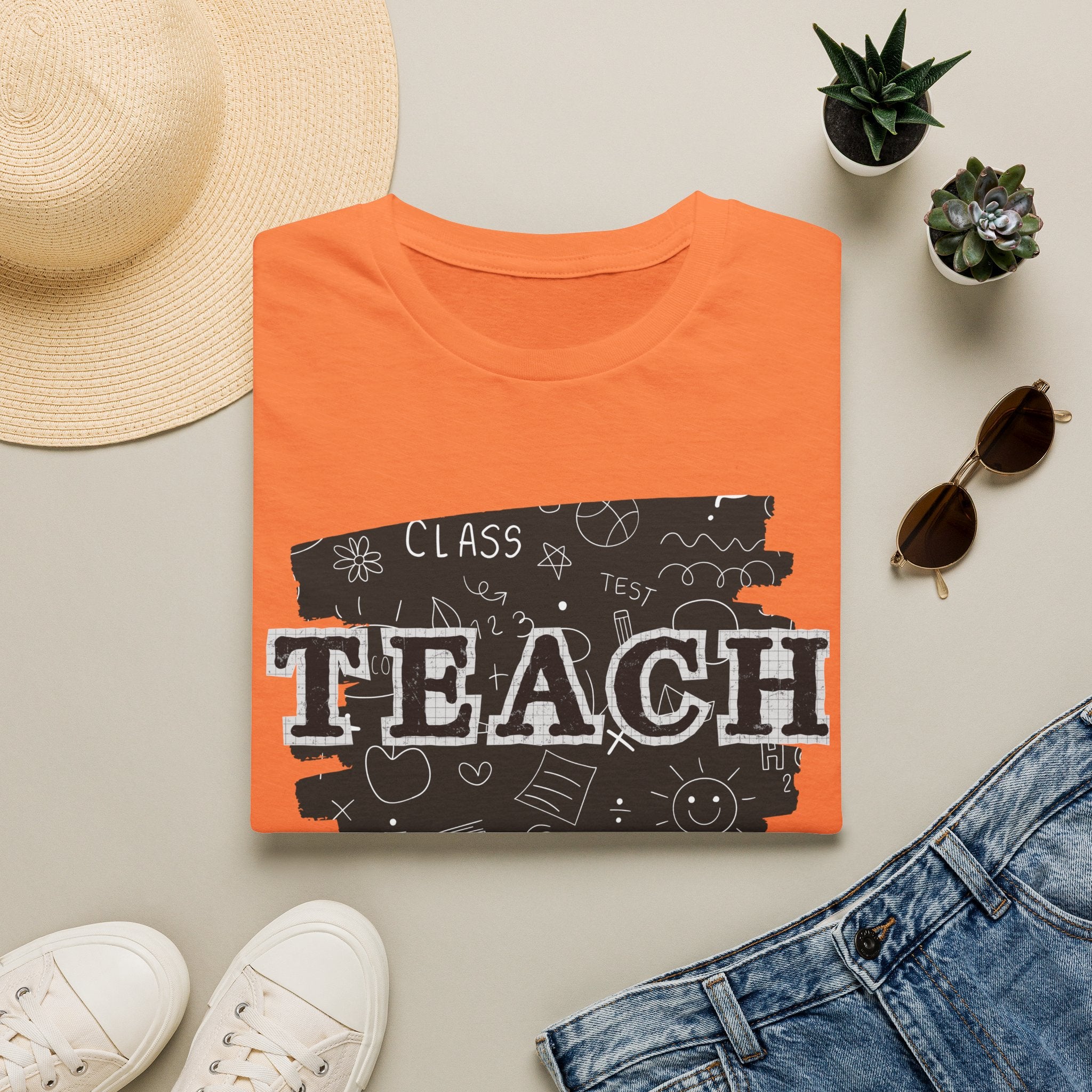 Teacher Chalkboard Graphic T‑Shirt — TEACH Typography Design