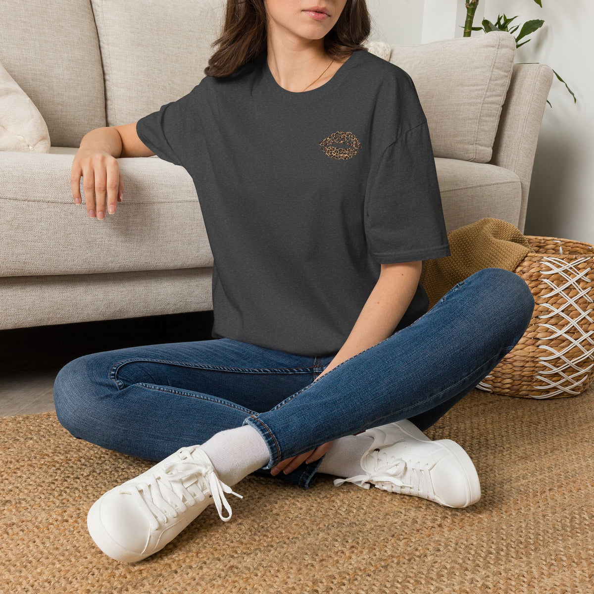 Leopard Kiss T-Shirt — Small Glam Lip Print Tee
