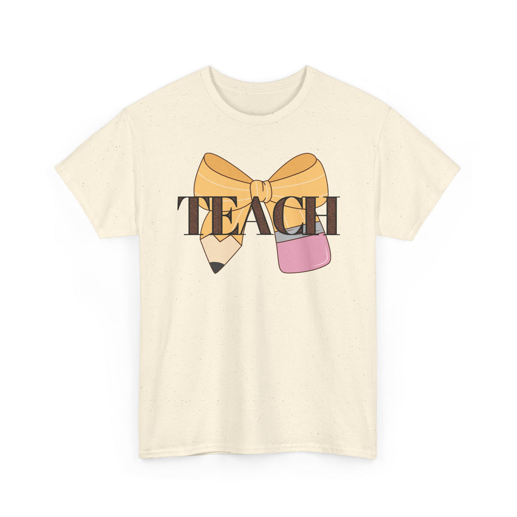 Teacher Pencil Bow T‑Shirt — TEACH Graphic Tee for Educators