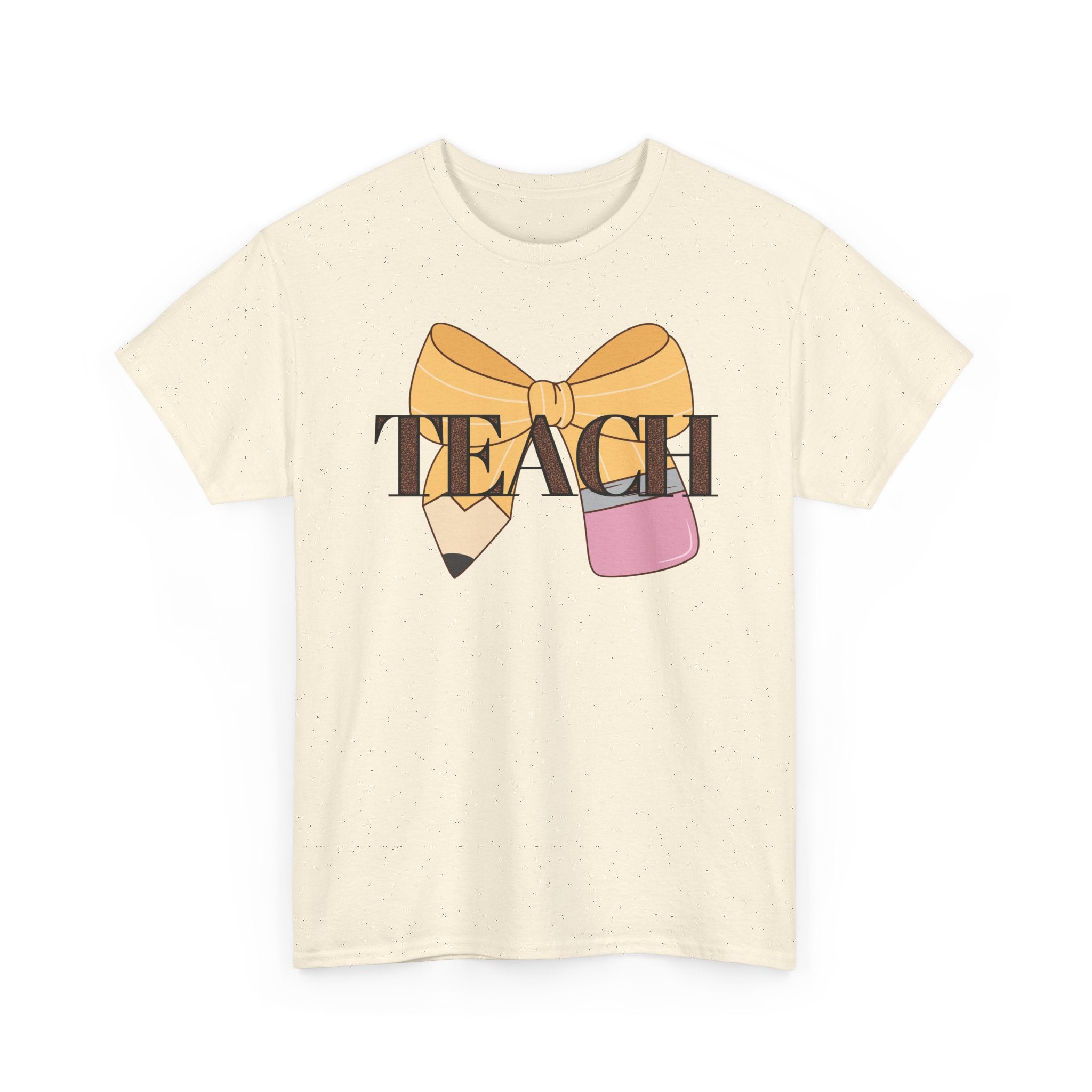 Teacher Pencil Bow T‑Shirt — TEACH Graphic Tee for Educators