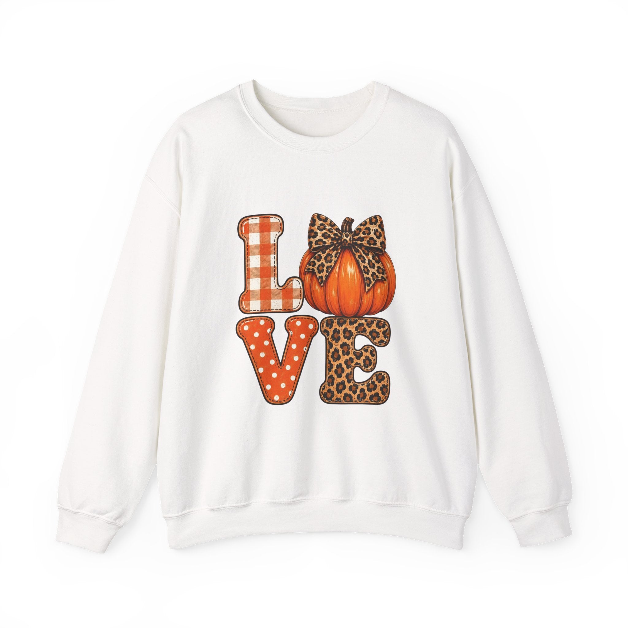 Pumpkin Love Crewneck Sweatshirt — Leopard & Plaid Fall Pullover