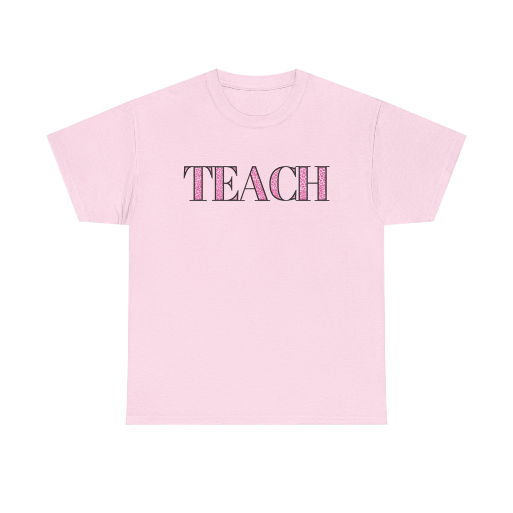 TEACH Pink Plaid Teacher T‑Shirt — Cute Back-to-School Tee for Educators