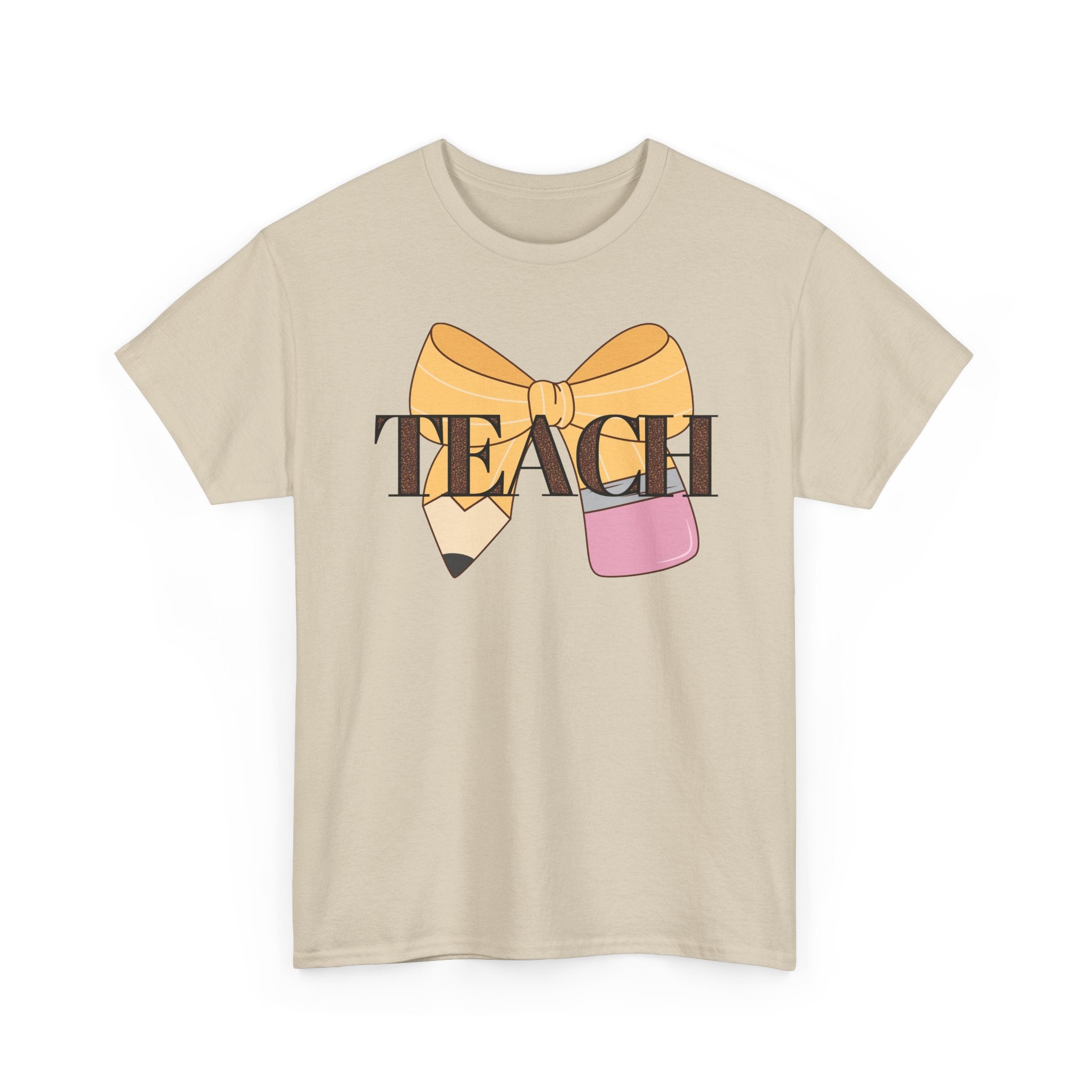 Teacher Pencil Bow T‑Shirt — TEACH Graphic Tee for Educators