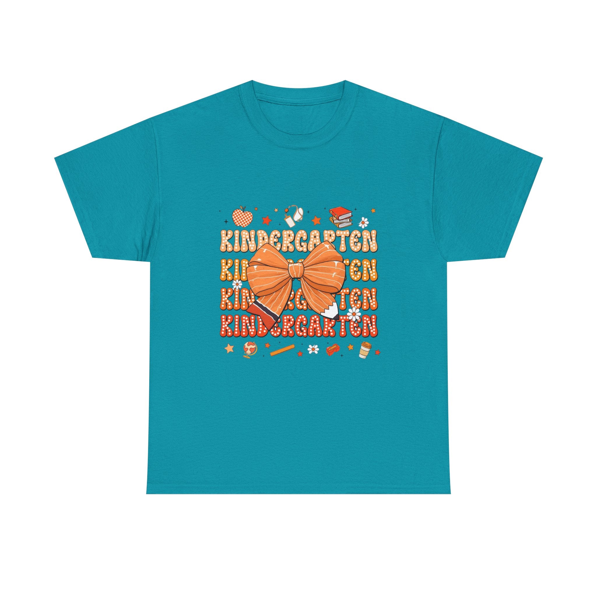 Kindergarten Teacher Bow T-Shirt – Cute Back-to-School Shirt with Orange Bow