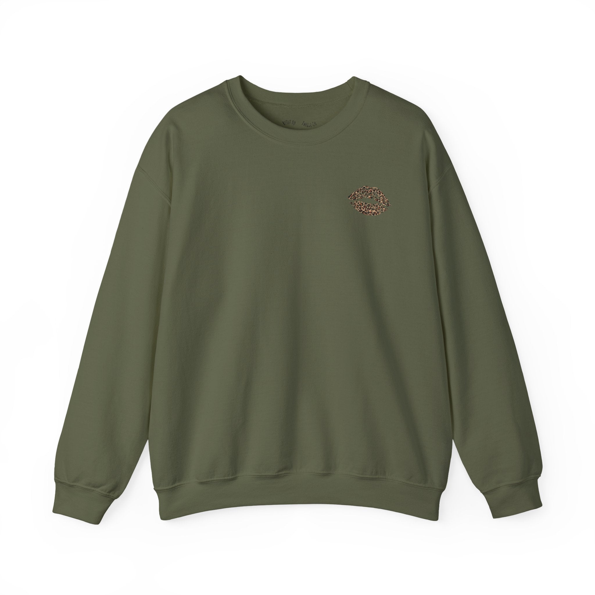 Kiss Graphic Sweatshirt — "I Have a Heart But This Mouth" Lip Print Crewneck
